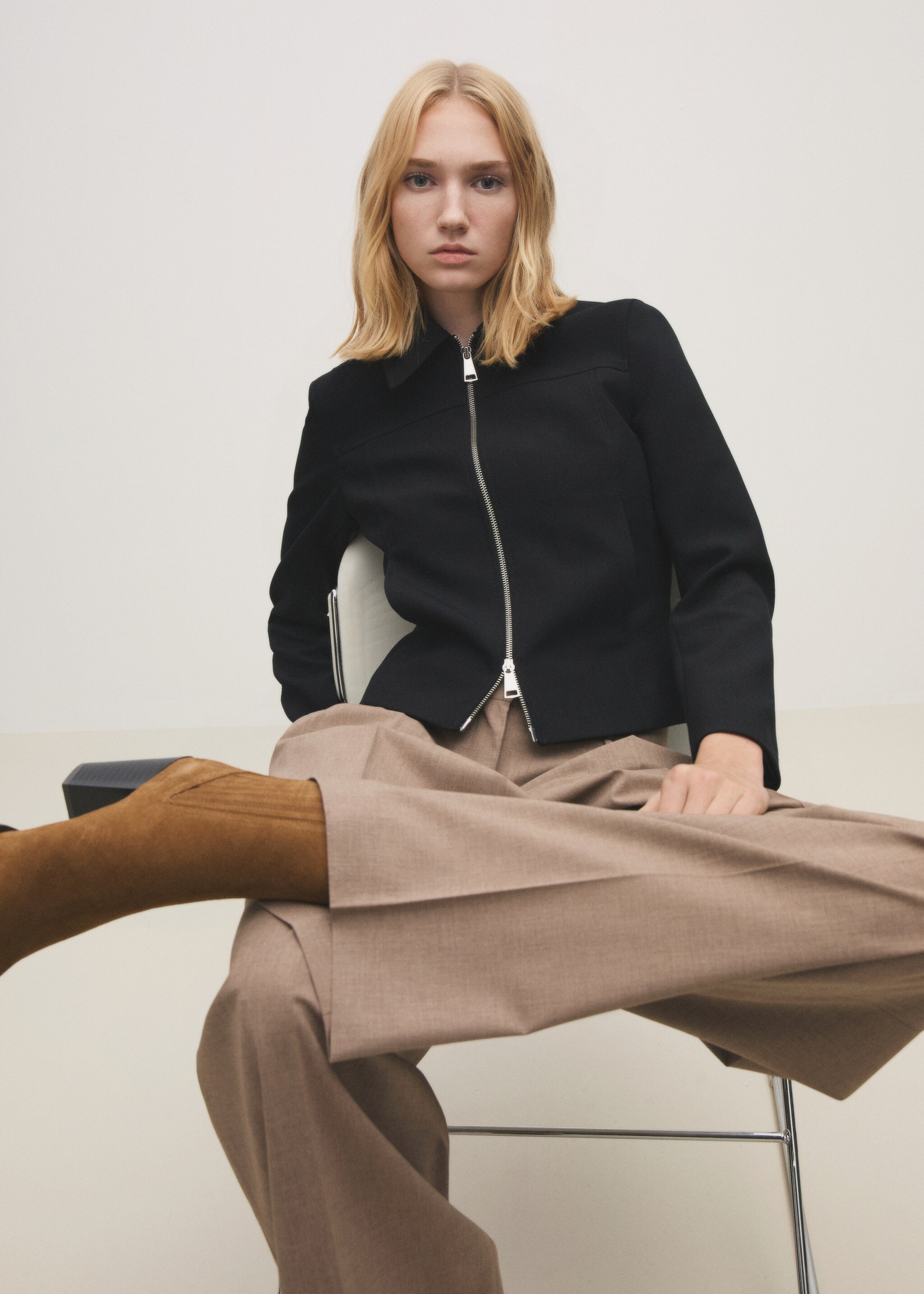 Suede block-heel boots - General plane, Tobacco Brown. Ref: 77056753-00.