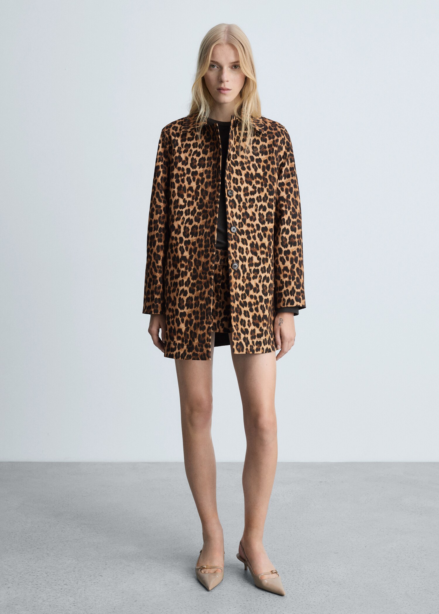 Leopard-print straight-fit coat - Plan général