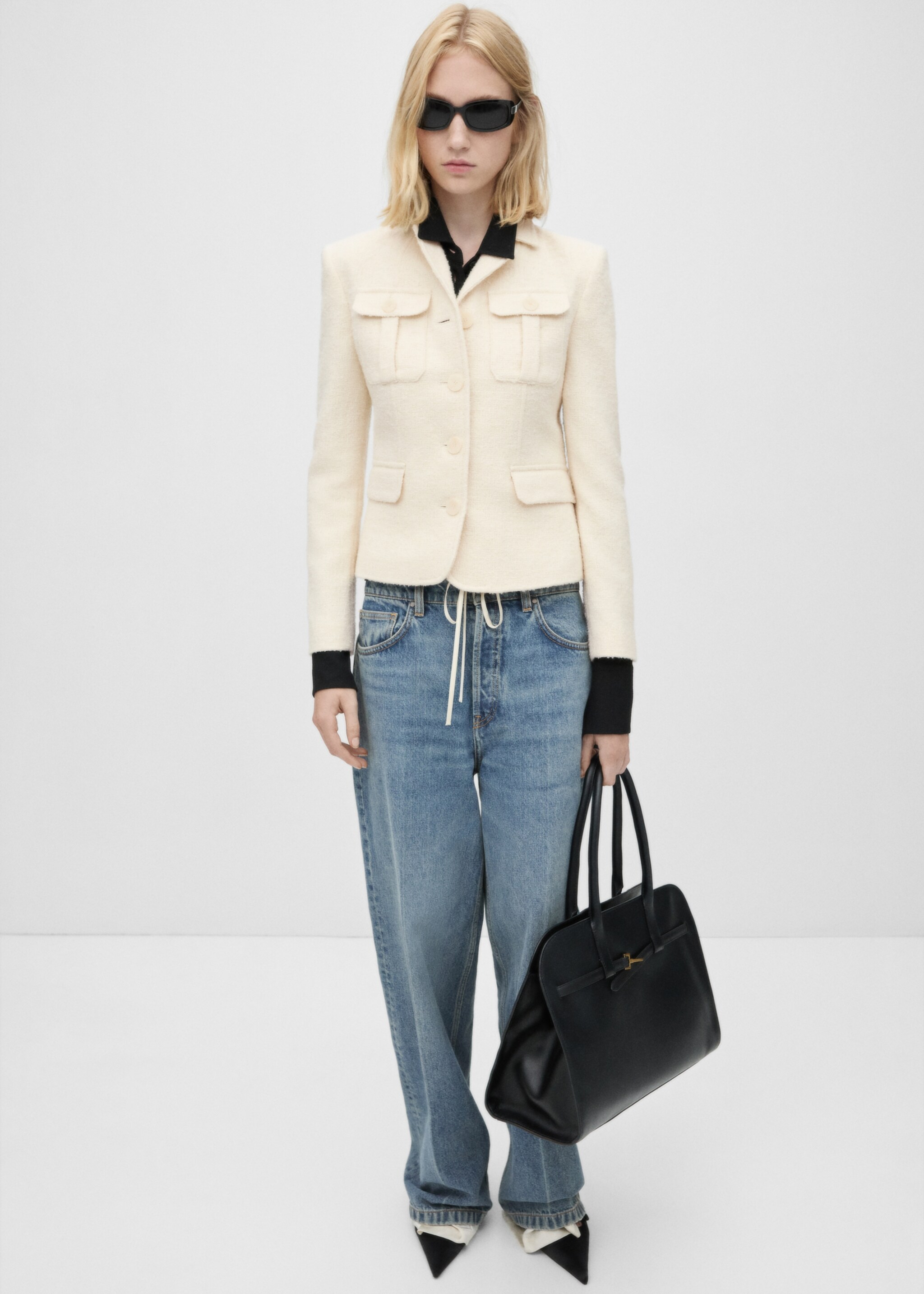 Tweedblazer mit Taschen - Allgemeine Ansicht, Ecru. Ref: 77056759-00.