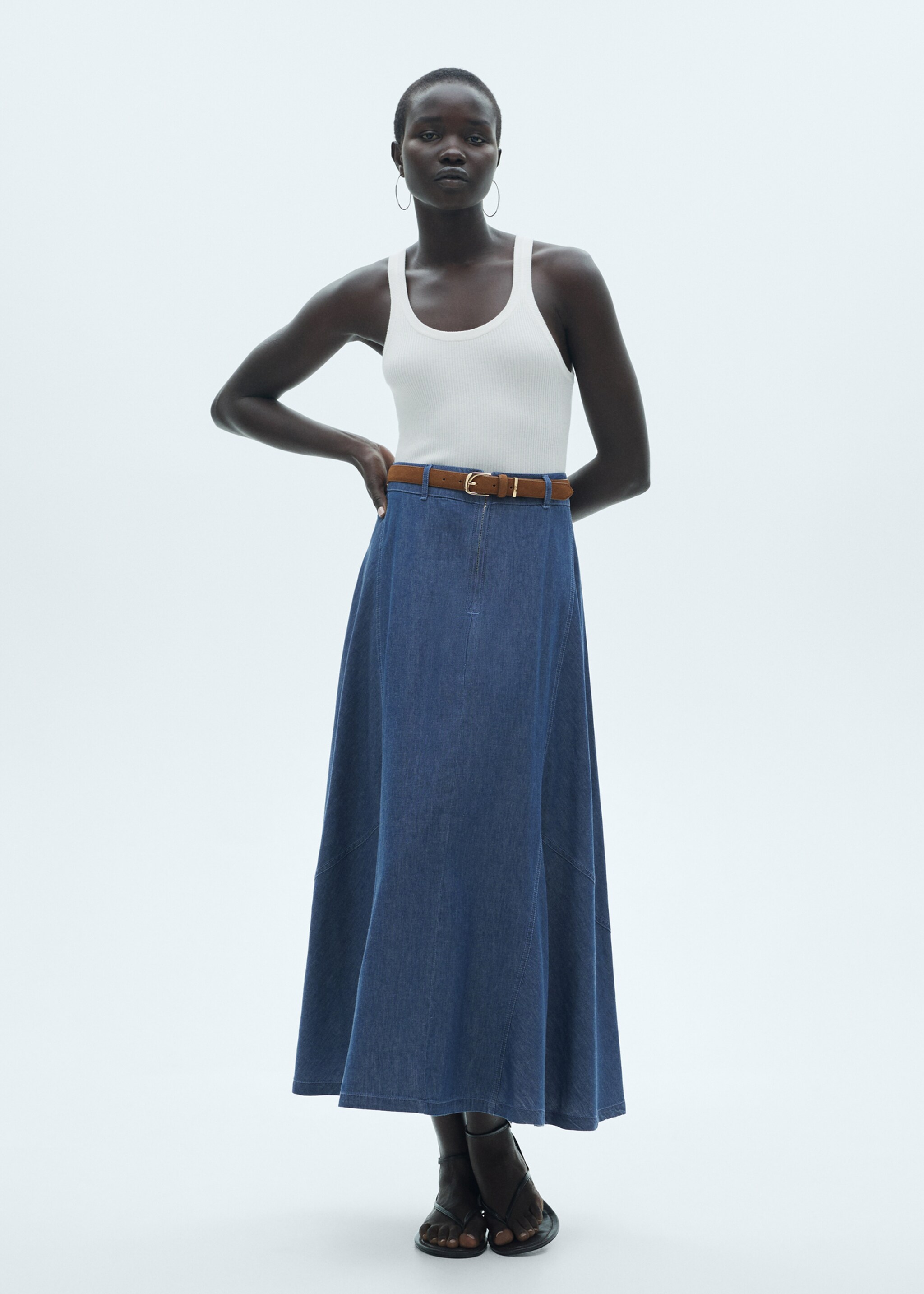 Zipped denim skirt - General plane