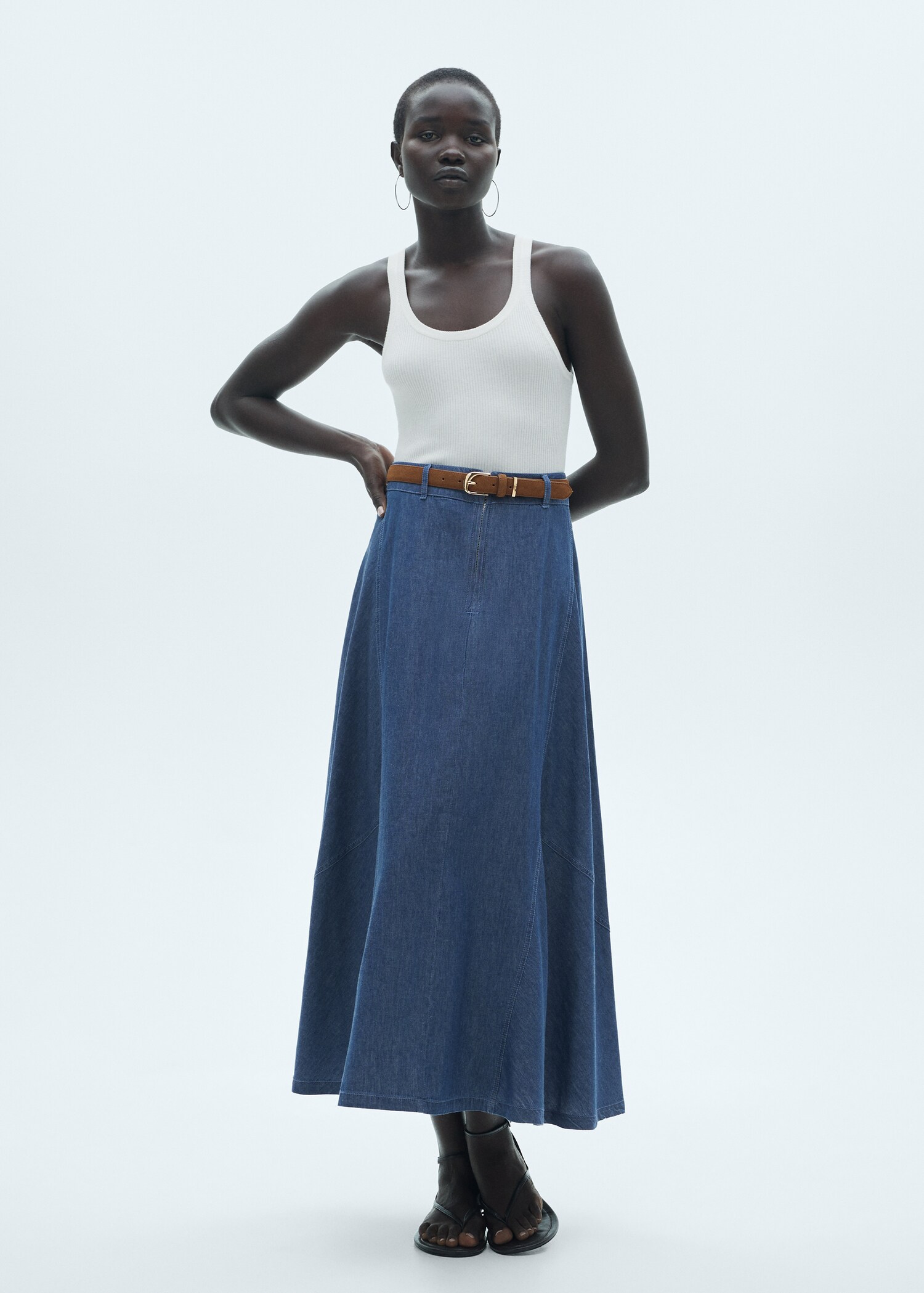 Zipped denim skirt - General plane