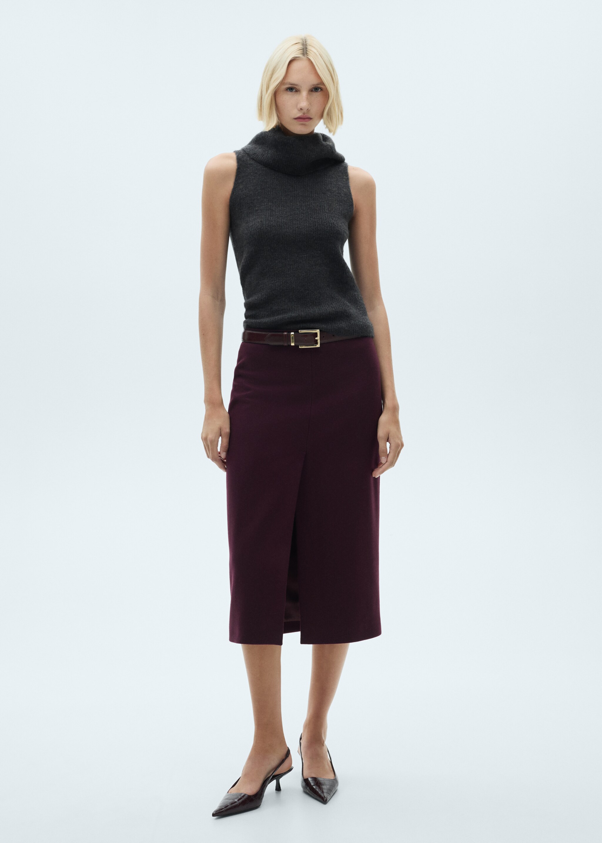 Turtleneck knitted top - General plane, Charcoal. Ref: 77057662-00.