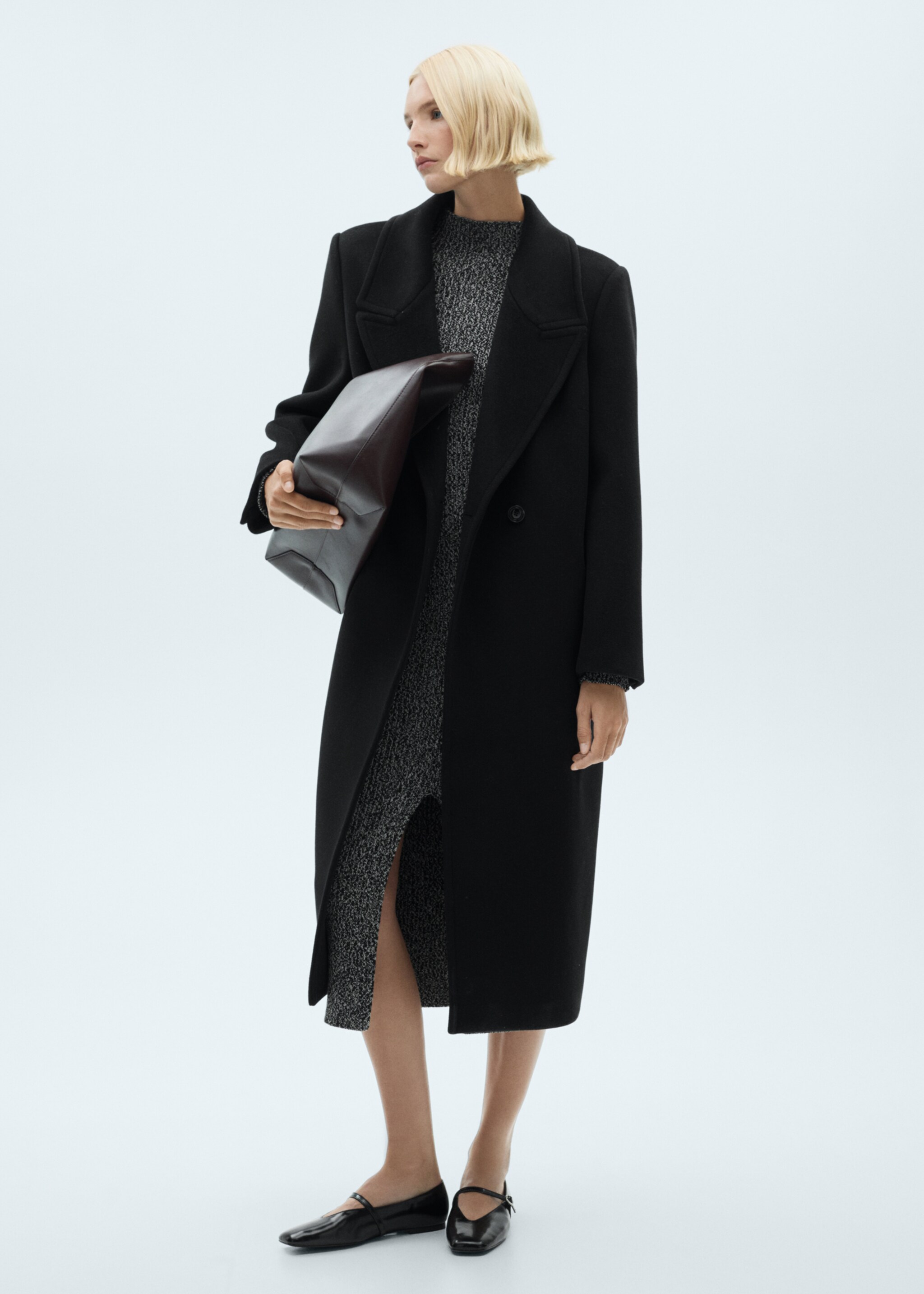 Meliertes Strickkleid - Allgemeine Ansicht, Schwarz. Ref: 77057665-00.