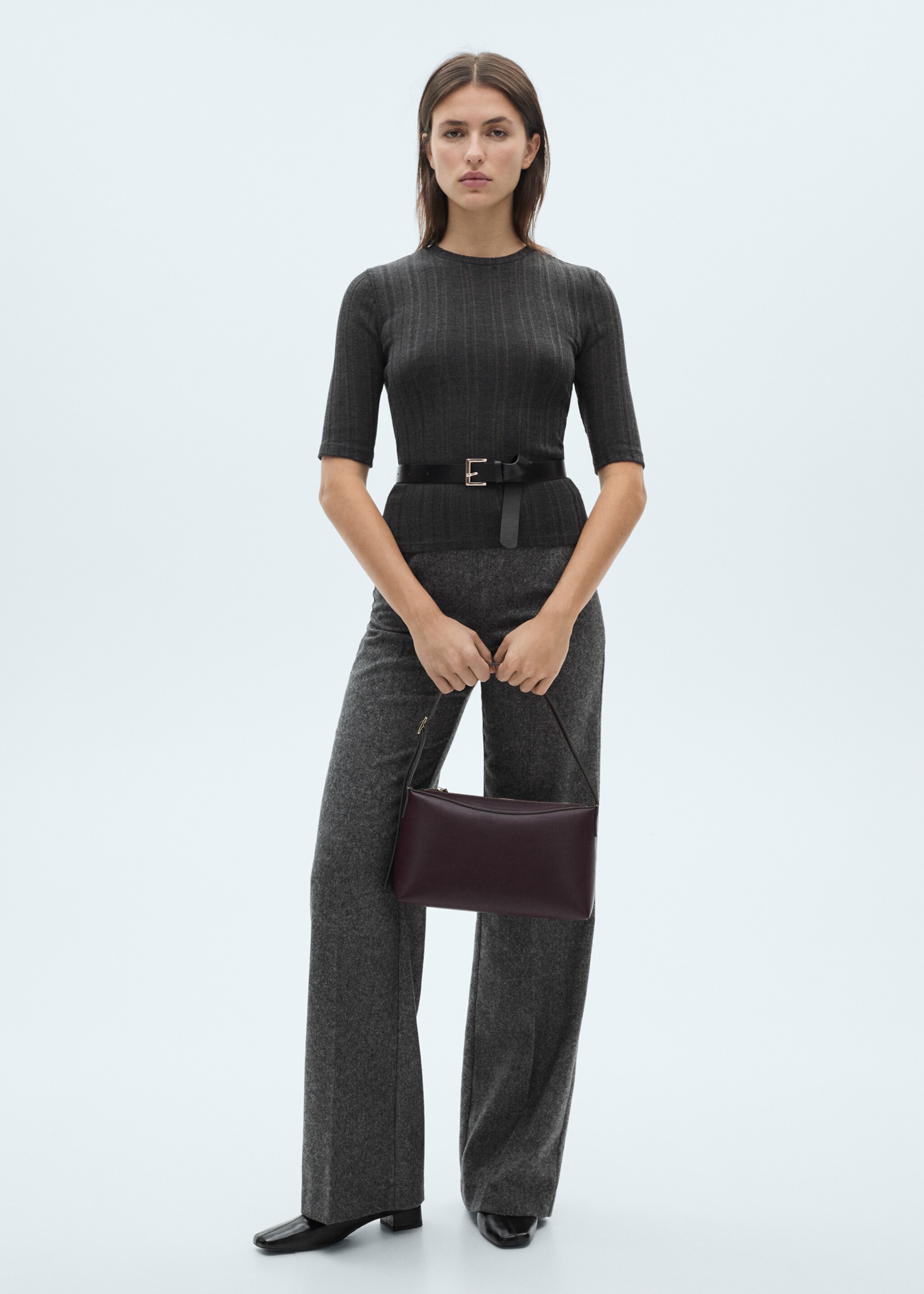 Short-sleeve knitted t-shirt - General plane, Grey. Ref: 77057716-00.