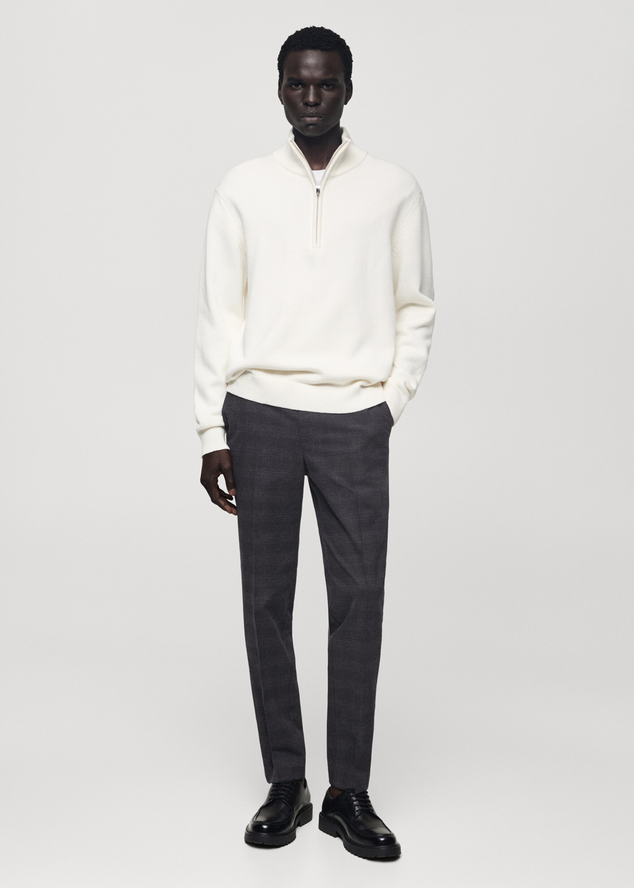 Bavlněné kalhoty slim fit se skotskou kostkou - Celkový náhled, Tmavě šedá vigore. Ref: 77057916-00.