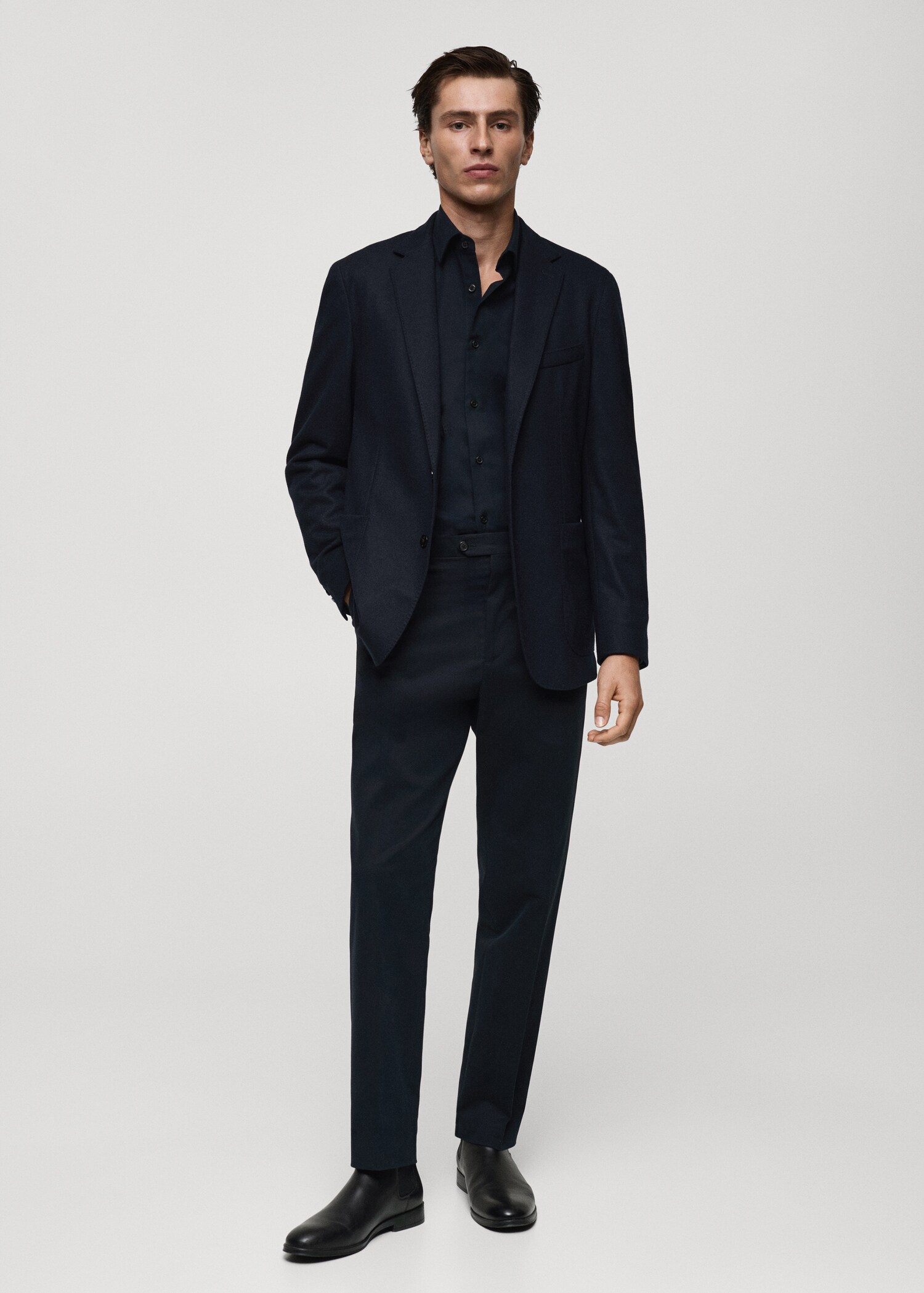Virgin wool flannel tailored jacket - General plane
