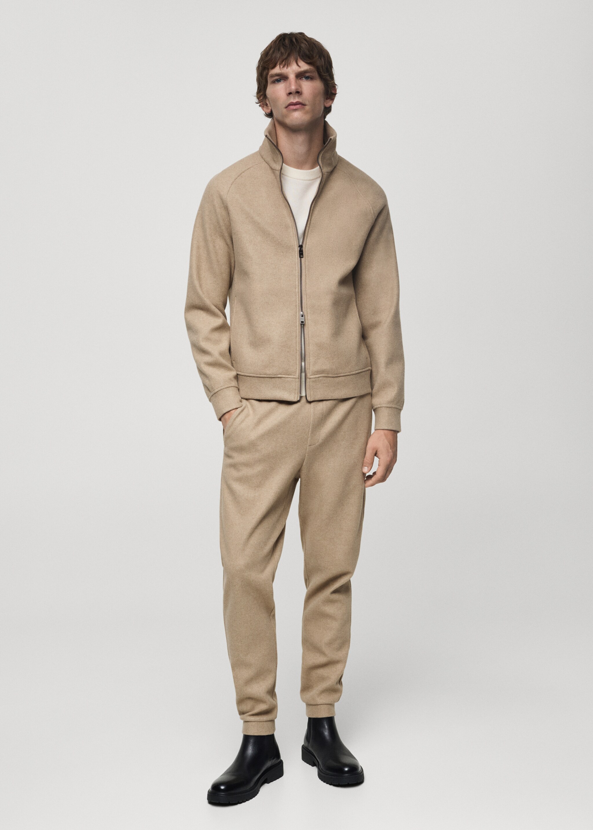 Regular-fit jacket with zip - General plane, Beige. Ref: 77057921-00.