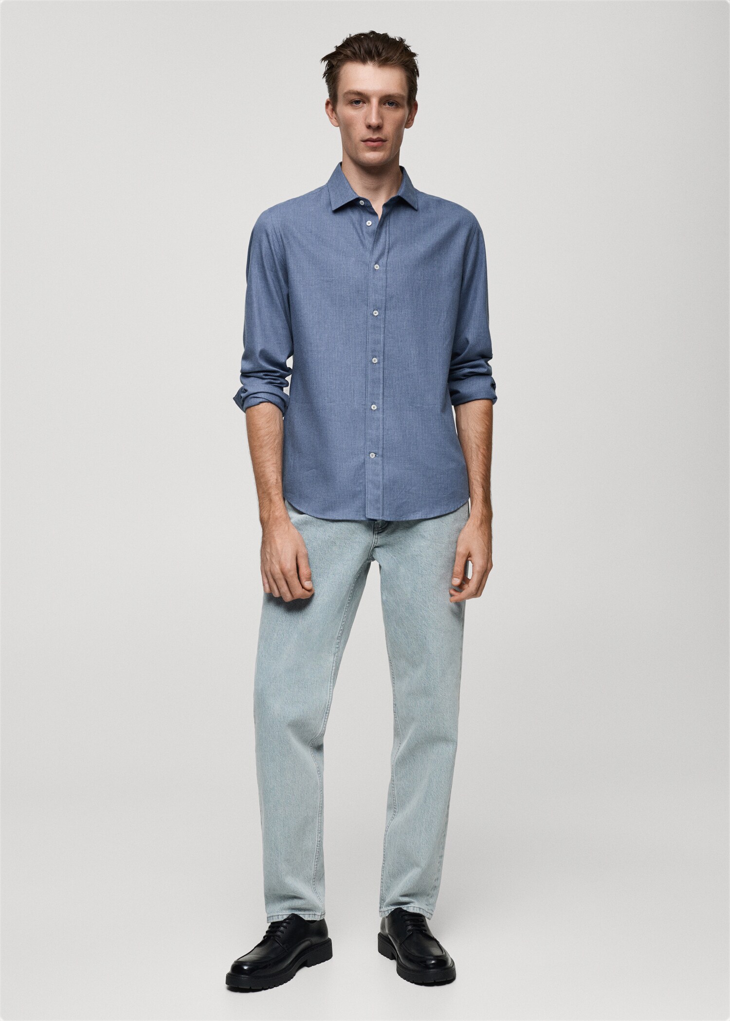 Camisa 100% algodón franela mil rayas - Plano general