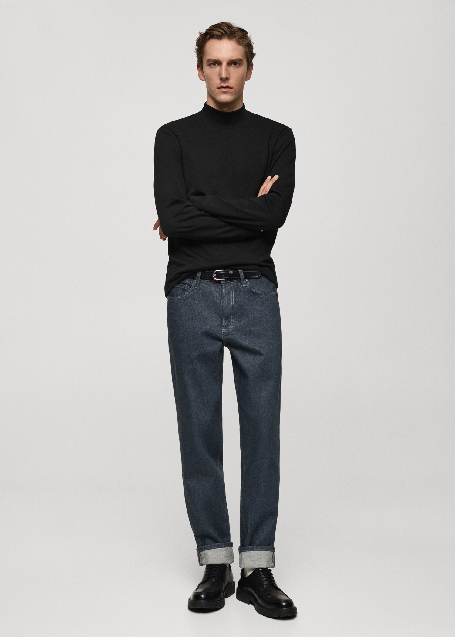 Cotton t-shirt with perkins neck - General plane