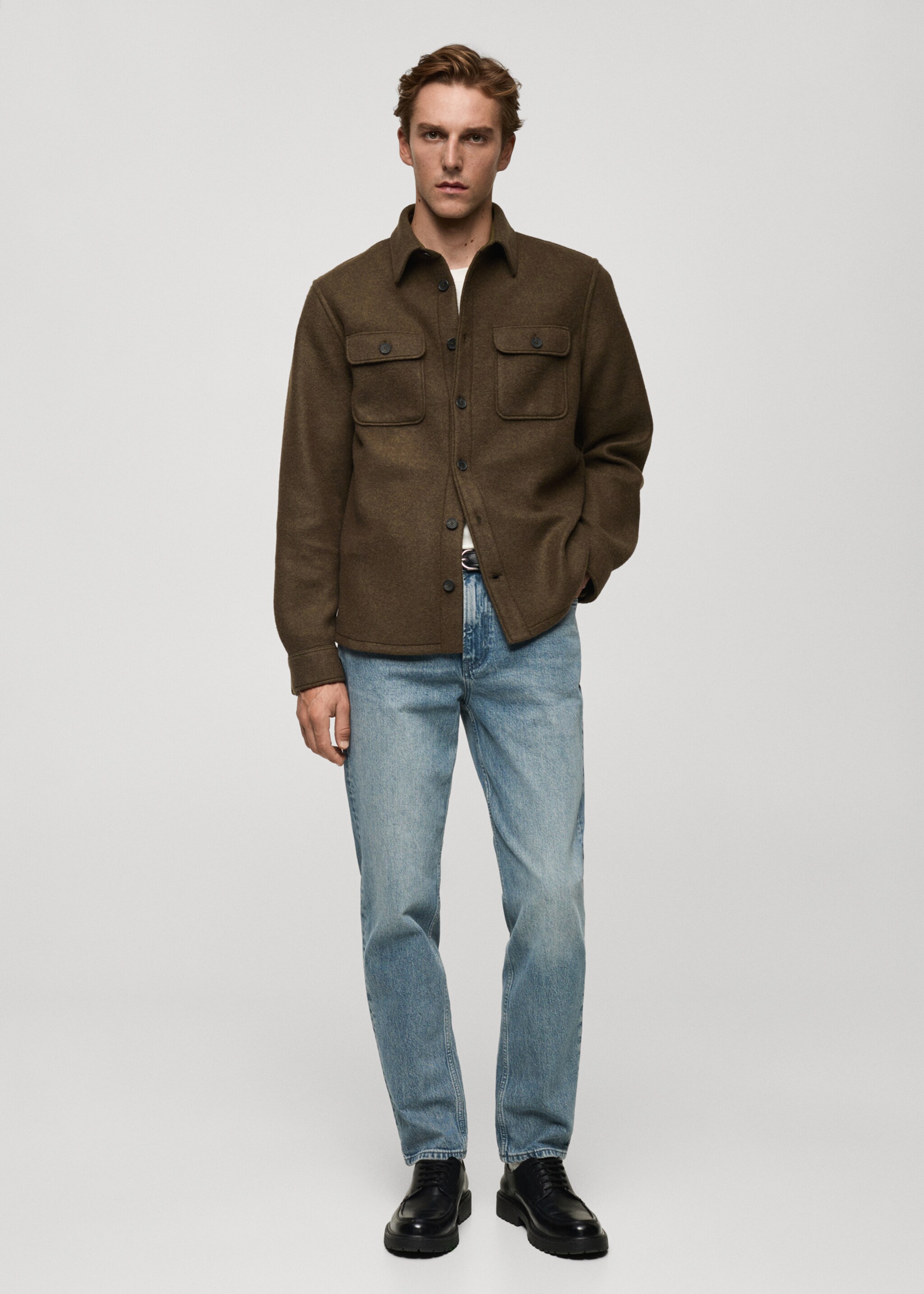 Overshirt aus Wollgemisch mit Taschen - Allgemeine Ansicht, Braun. Ref: 77057939-00.