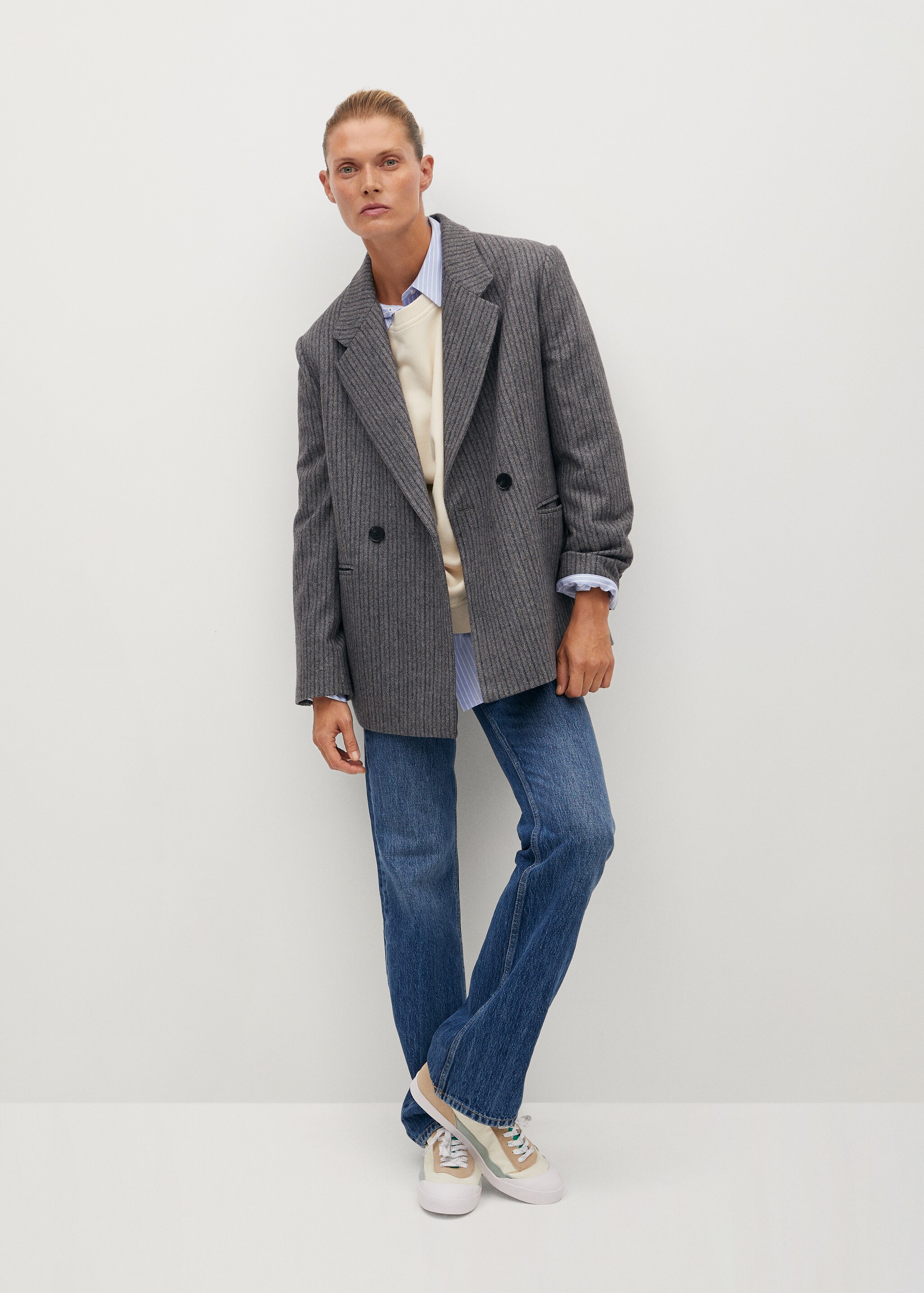Striped woollen suit jacket - General plane