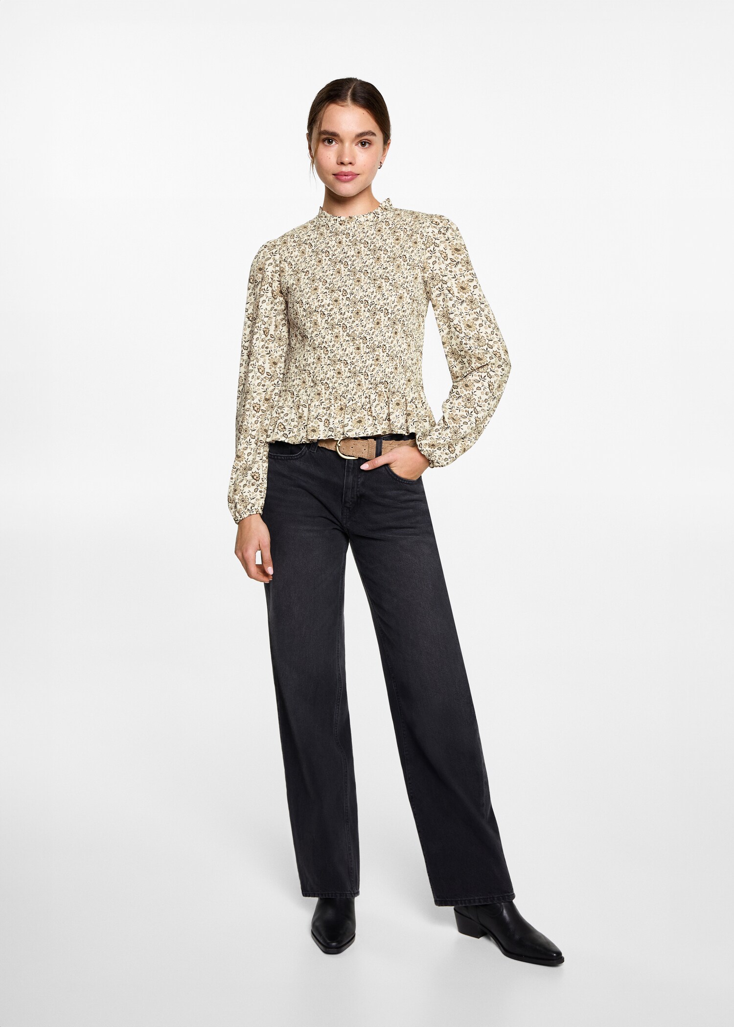Floral gathered blouse - General plane