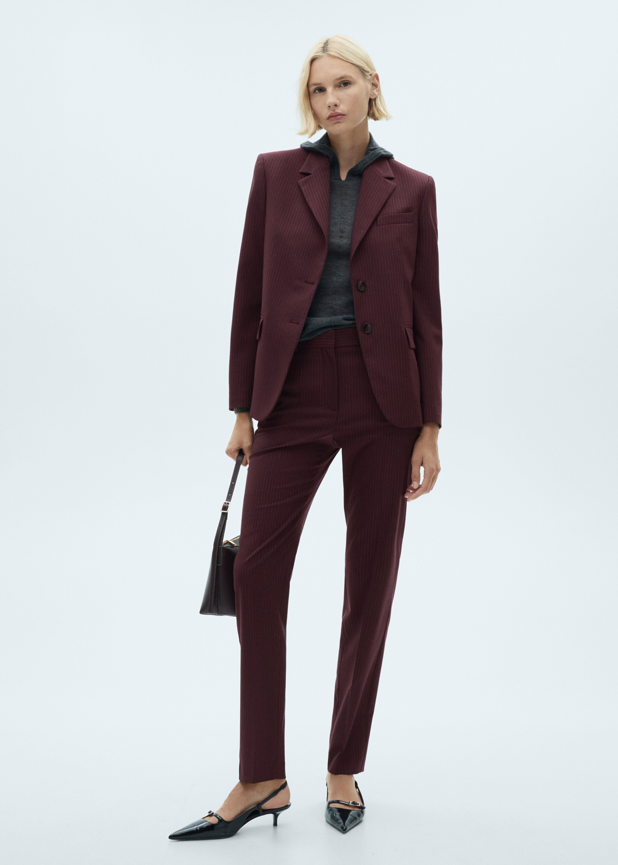 Pinstripe suit jacket - General plane, Maroon. Ref: 77058283-00.