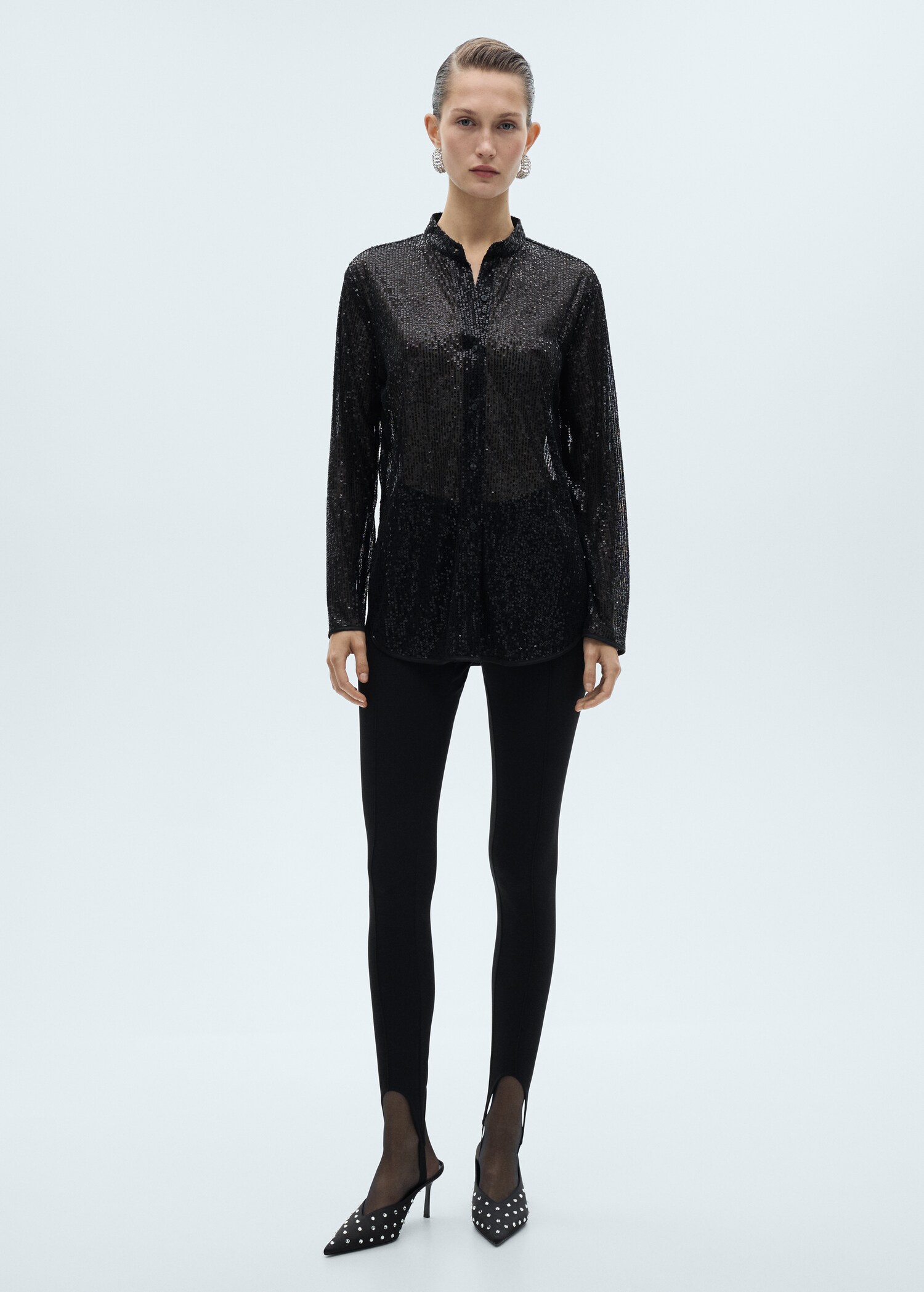 Semi-transparent sequined shirt - General plane
