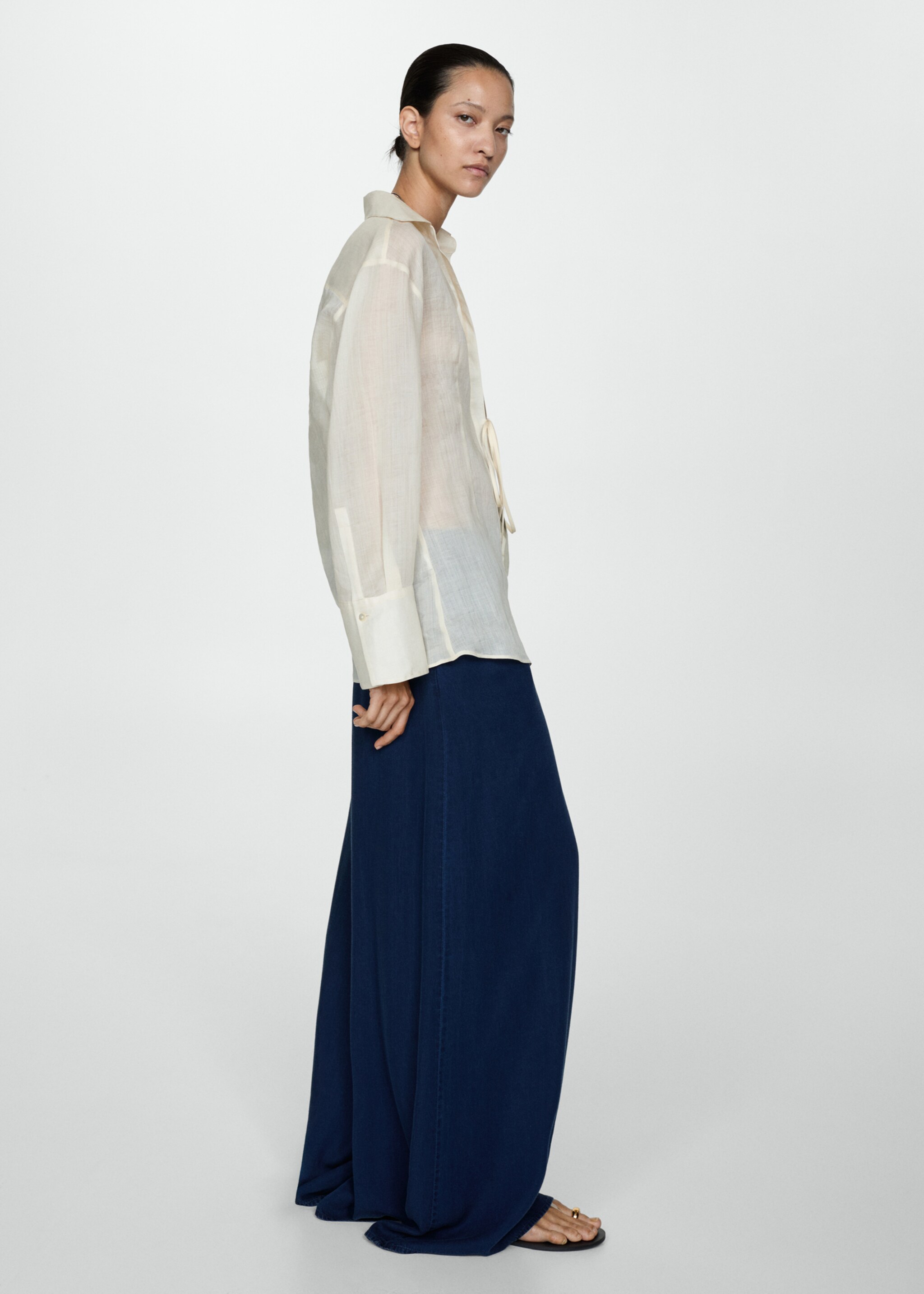 Lyocell trousers with elastic waistband - General plane