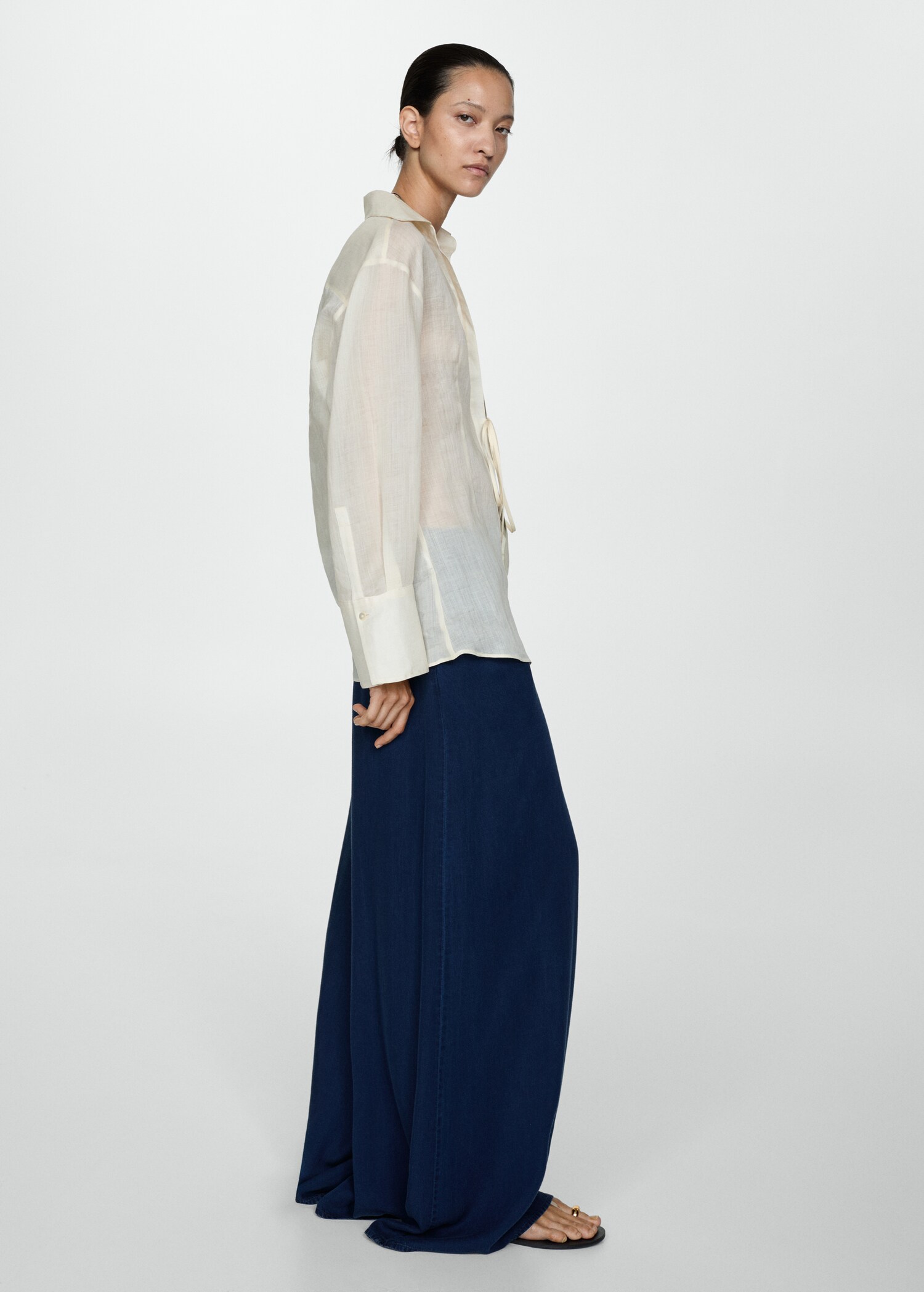 Lyocell trousers with elastic waistband - General plane