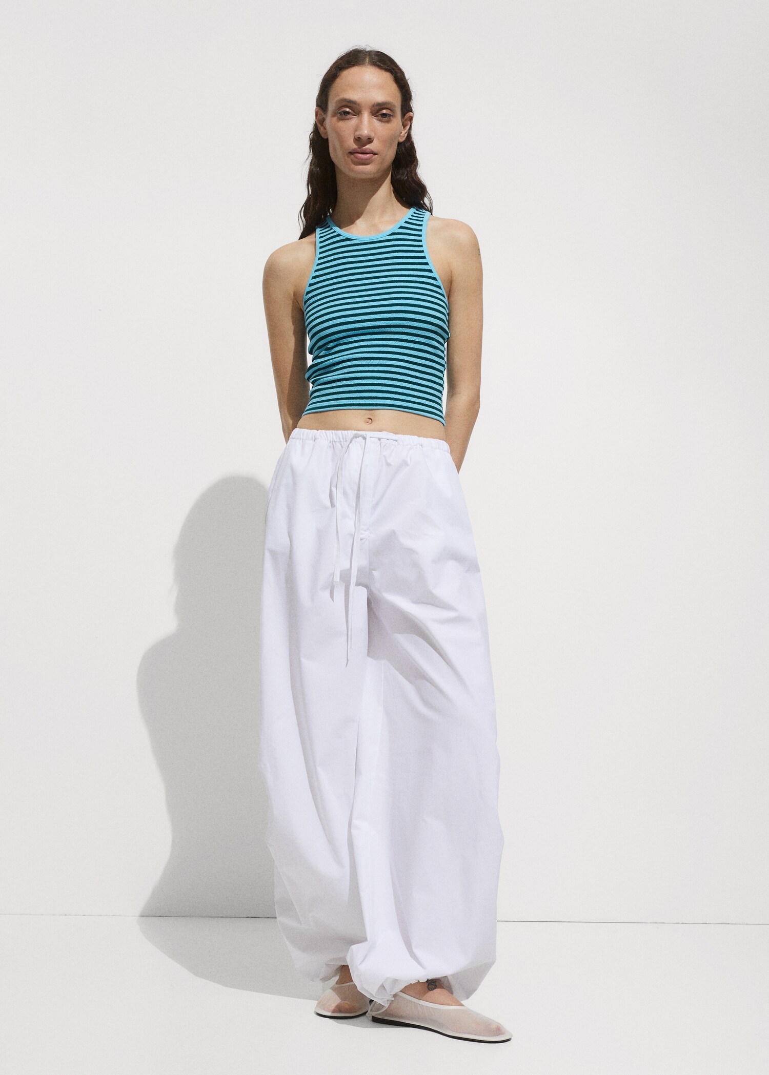 Gestreiftes Jersey-Top - Allgemeine Ansicht