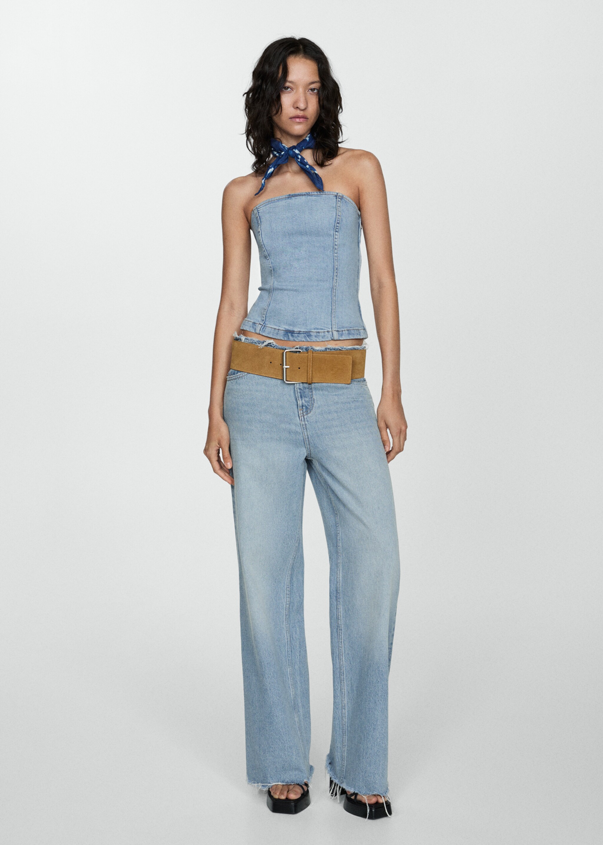 Denim strapless top - General plane, Medium Blue. Ref: 77060376-00.