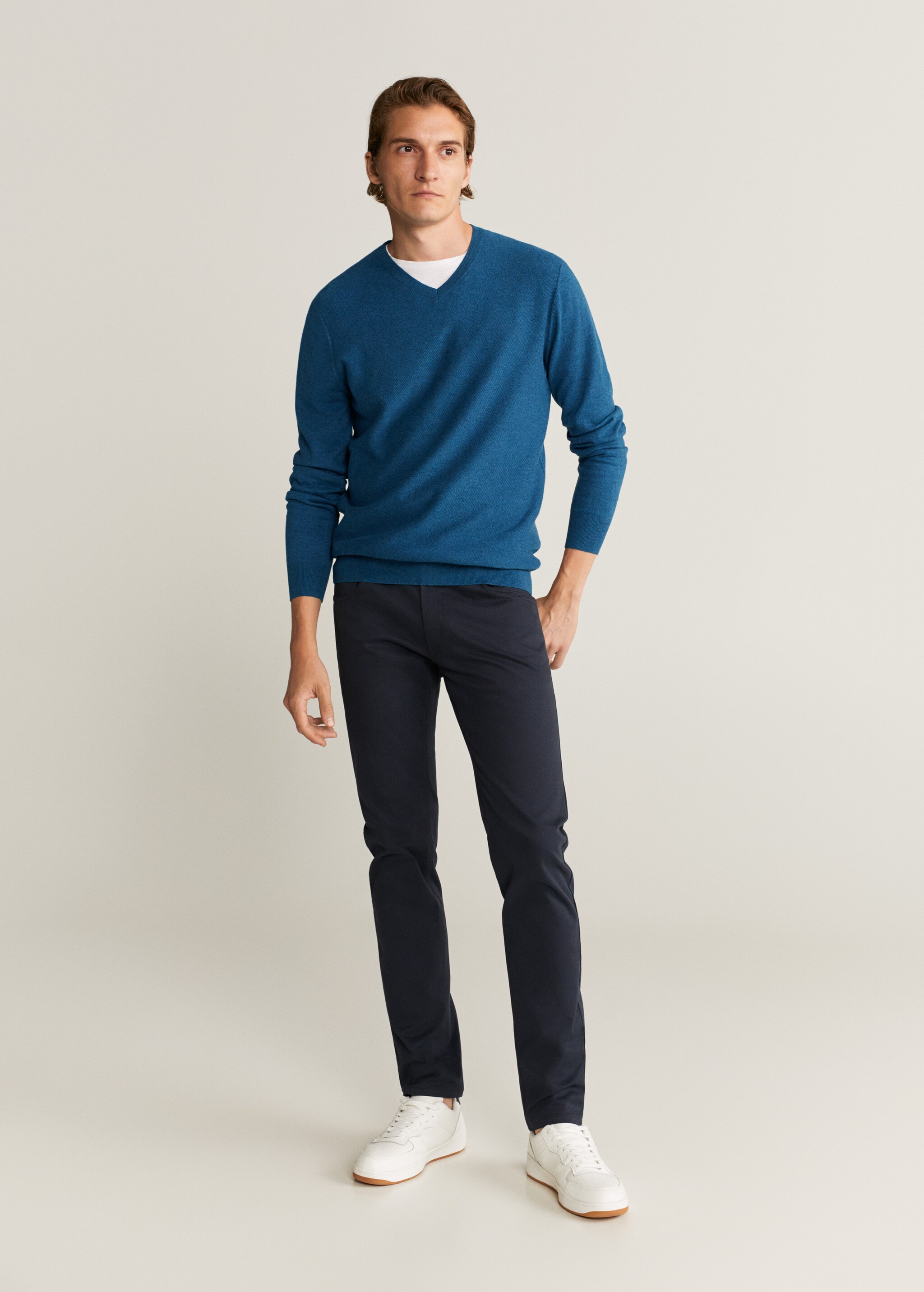 Textured cotton cashmere-blend sweater - General plane
