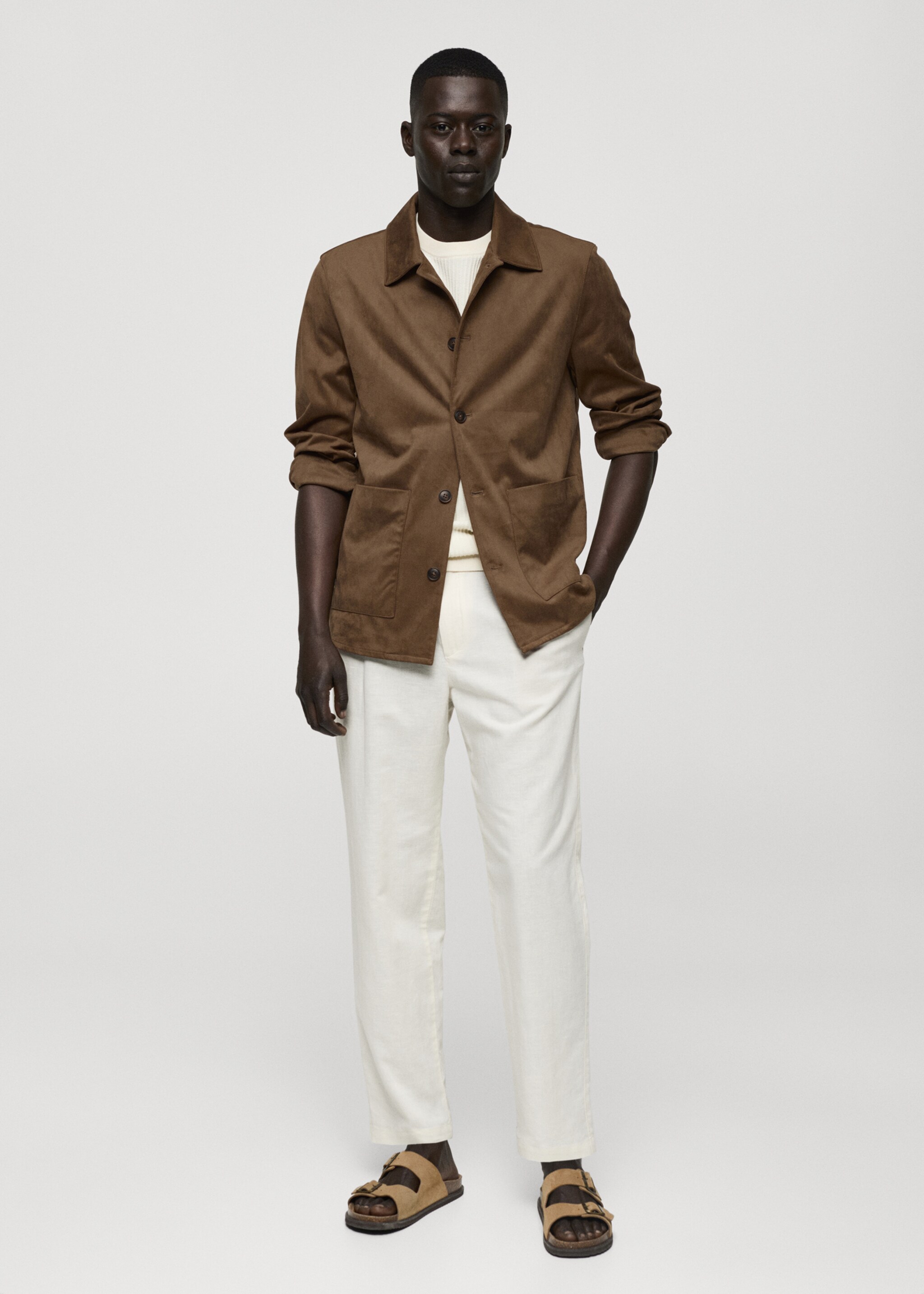 Overshirt mit Wildleder-Effekt und Taschen - Allgemeine Ansicht, Mittelbraun. Ref: 77060562-00.
