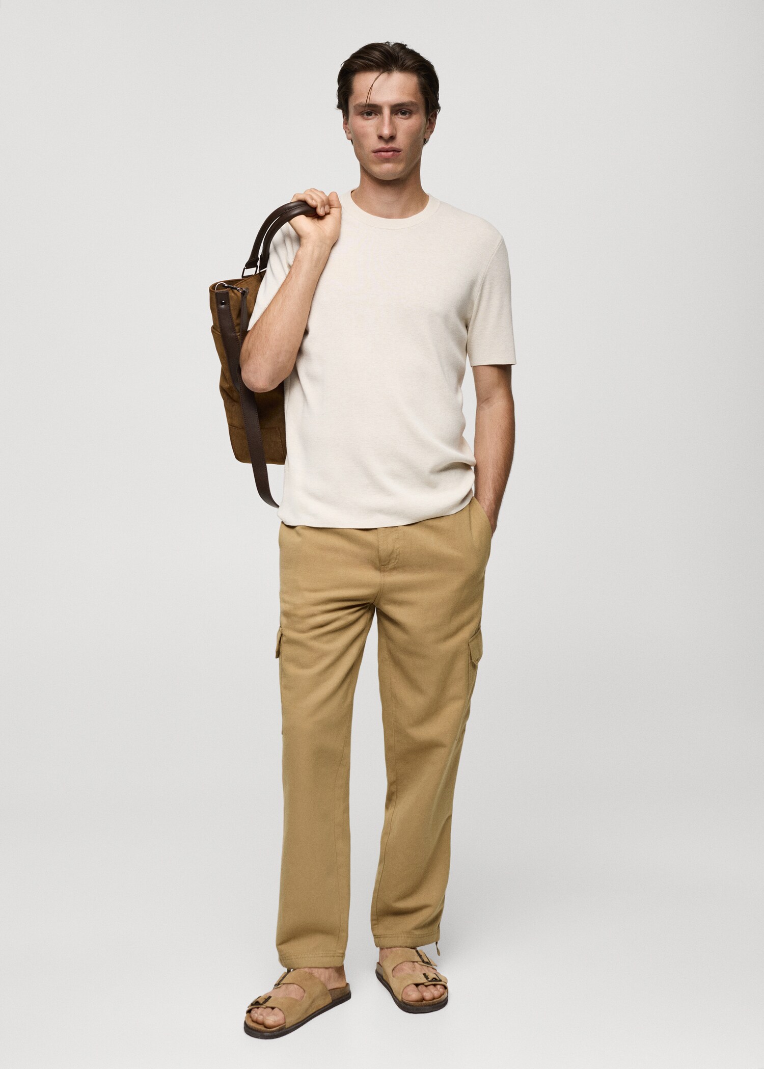 Cotton-linen cargo pants - General plane