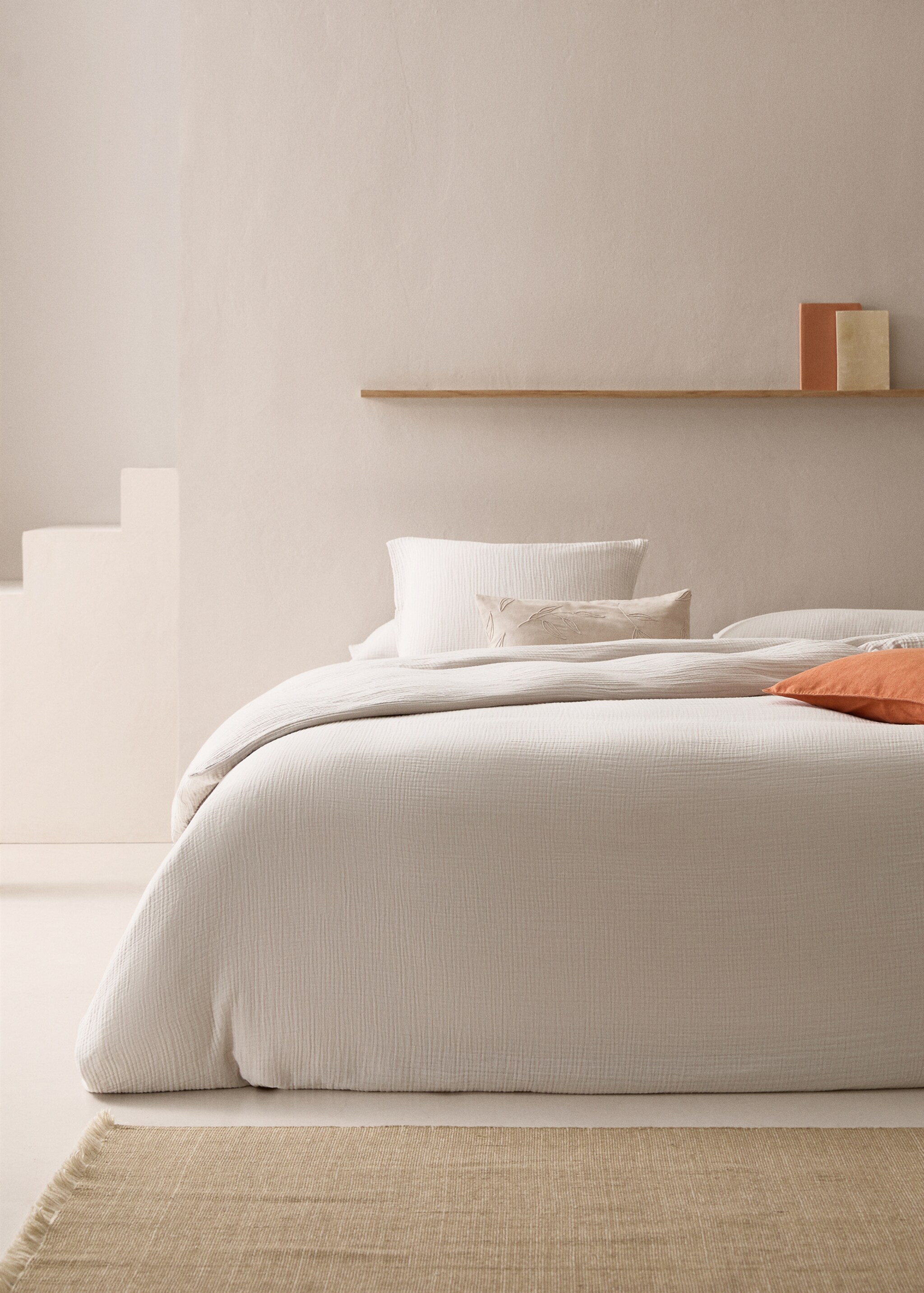 Cotton gauze duvet cover for 135 cm bed - General plane, Light Heather Grey. Ref: 77060572-00.