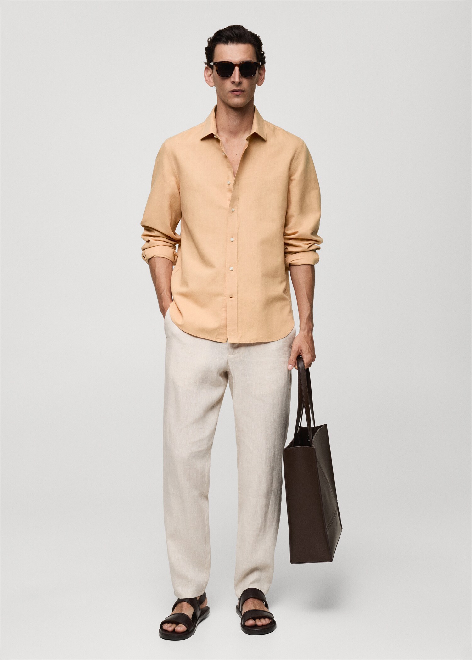 Classic-fit linen-blend shirt - General plane
