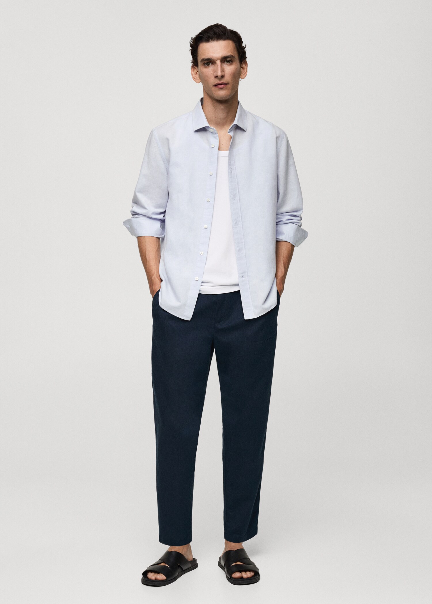 Classic-fit linen-blend shirt - General plane