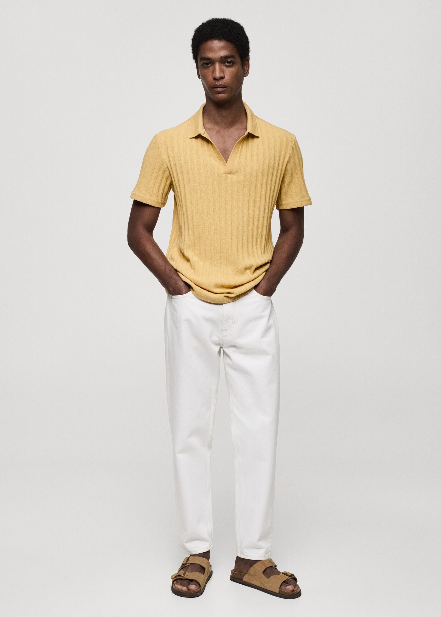 Polo regular fit algodón canalé - Plano general
