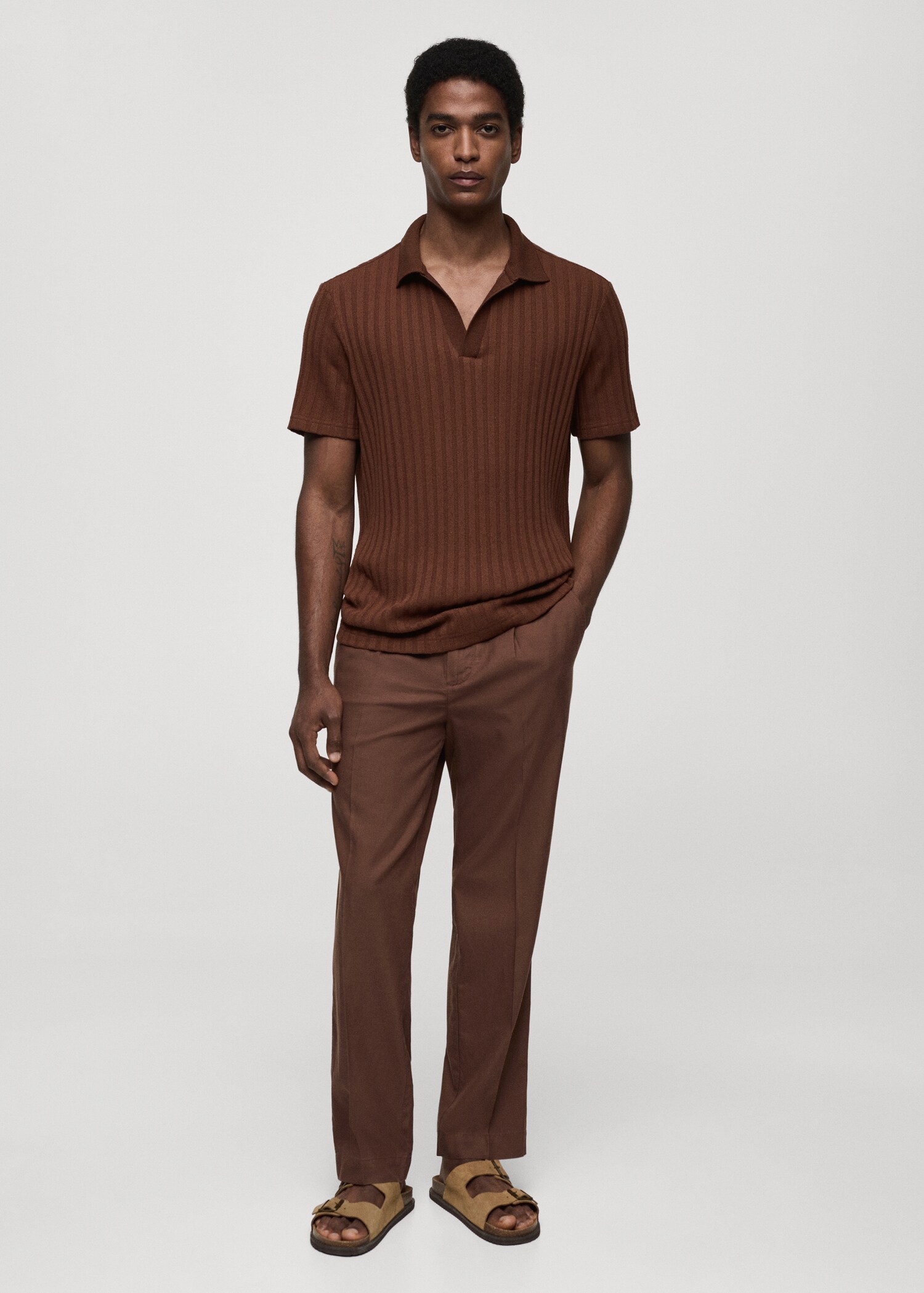 Polo regular fit algodón canalé - Plano general