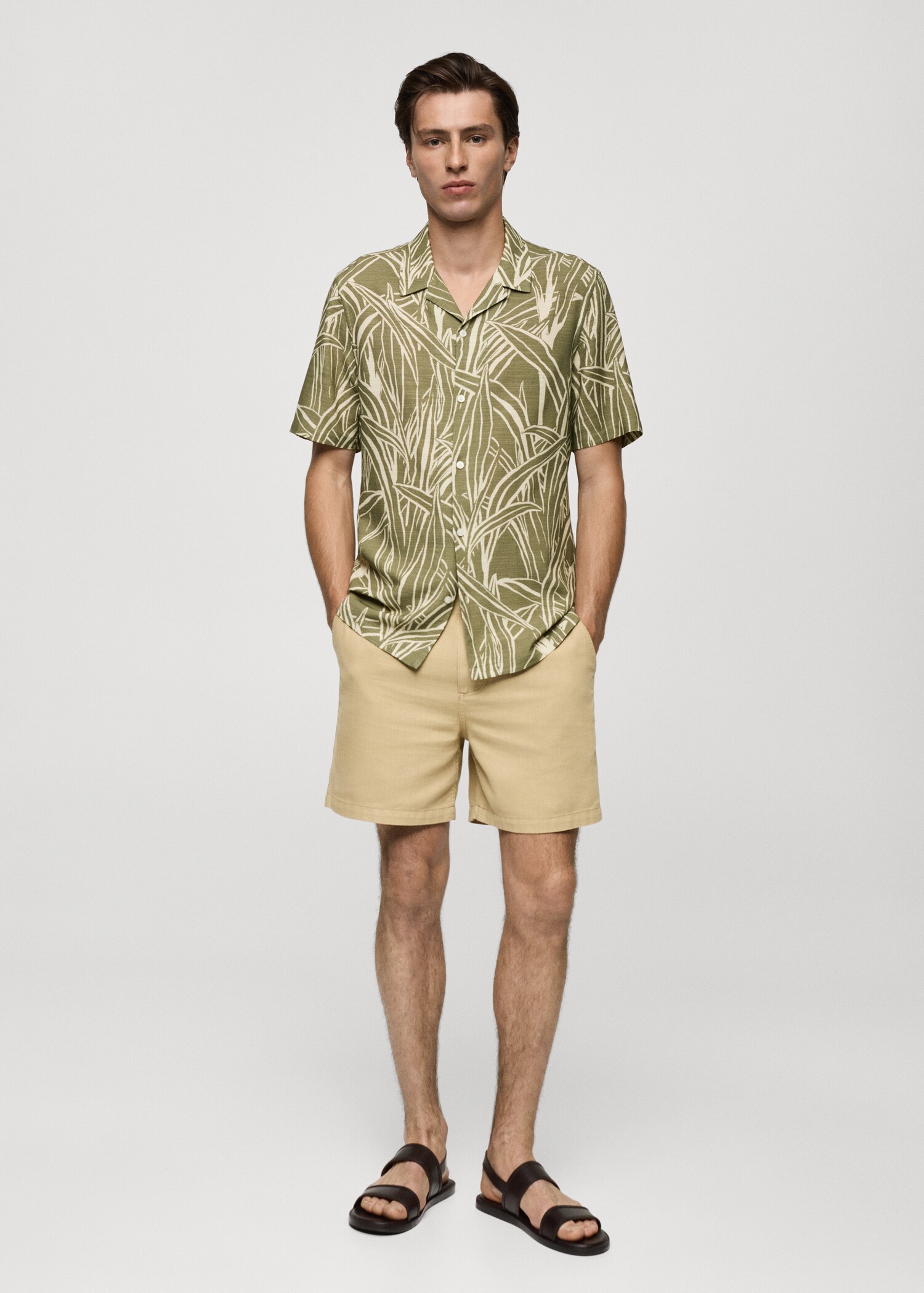 Regular-fit leaf-print shirt - General plane