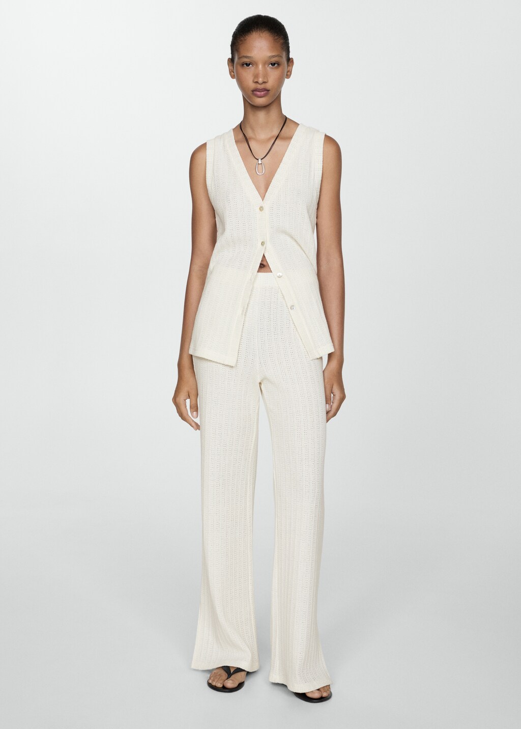 Straight crochet trousers