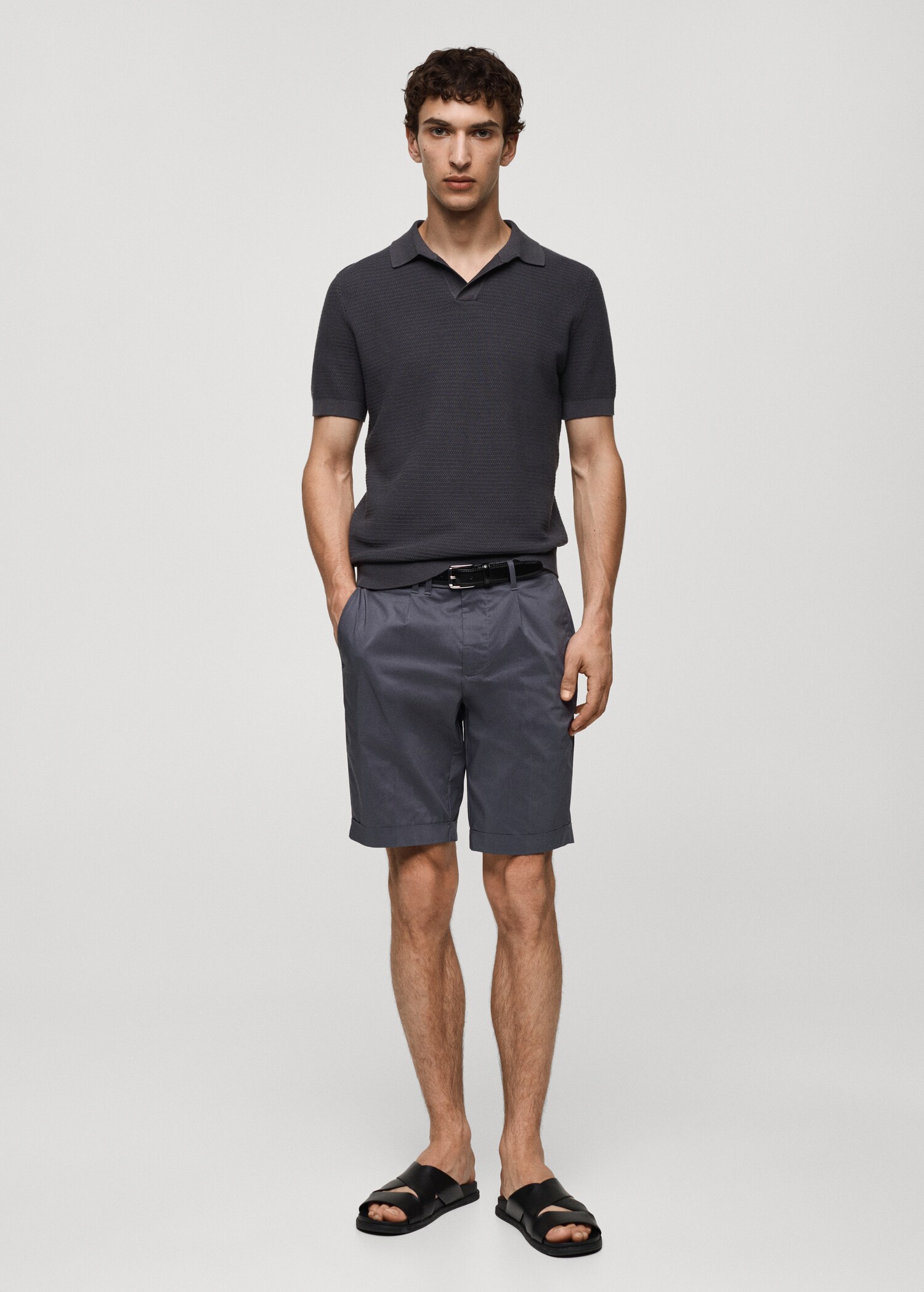 Bermudashorts aus Baumwolle mit Bundfalten - Allgemeine Ansicht