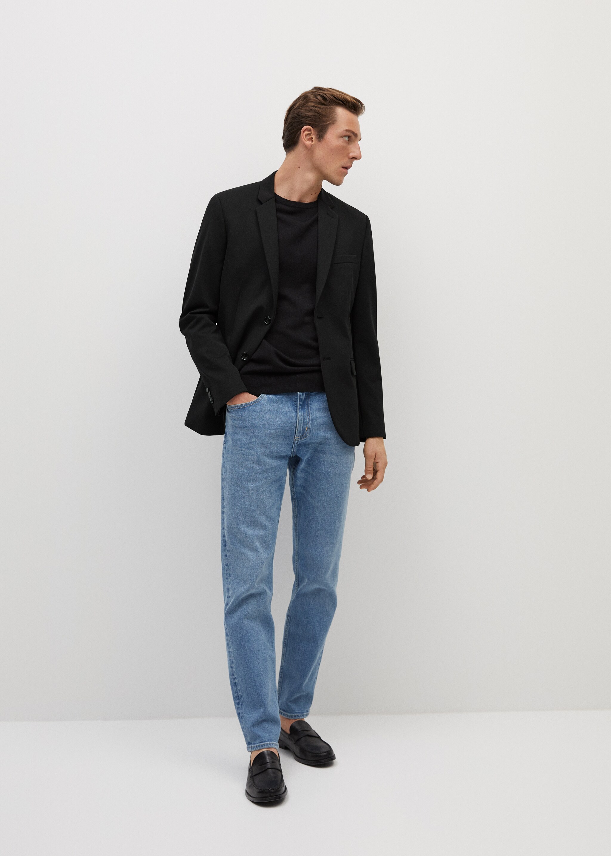 Super slim fit technical fabric blazer - General plane