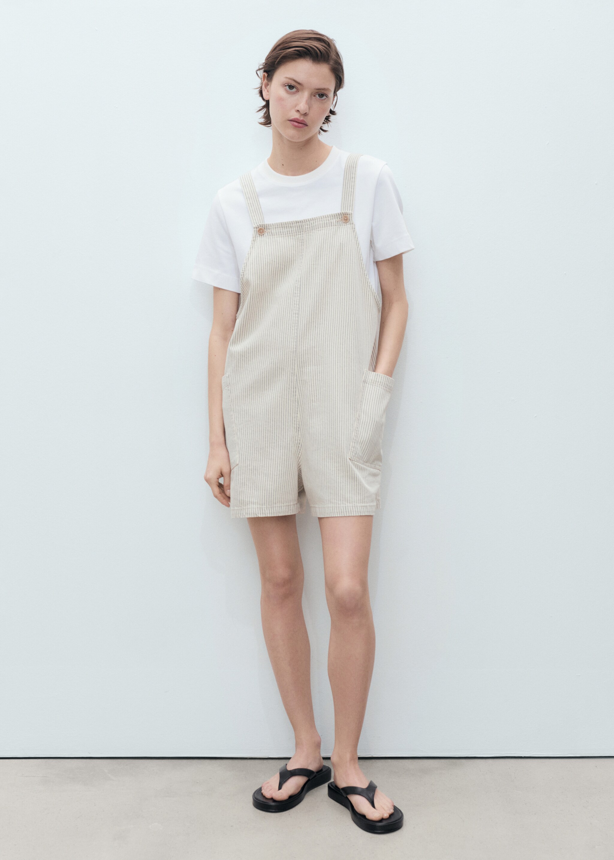 Denim dungarees stripes - General plane, Beige. Ref: 77062919-00.