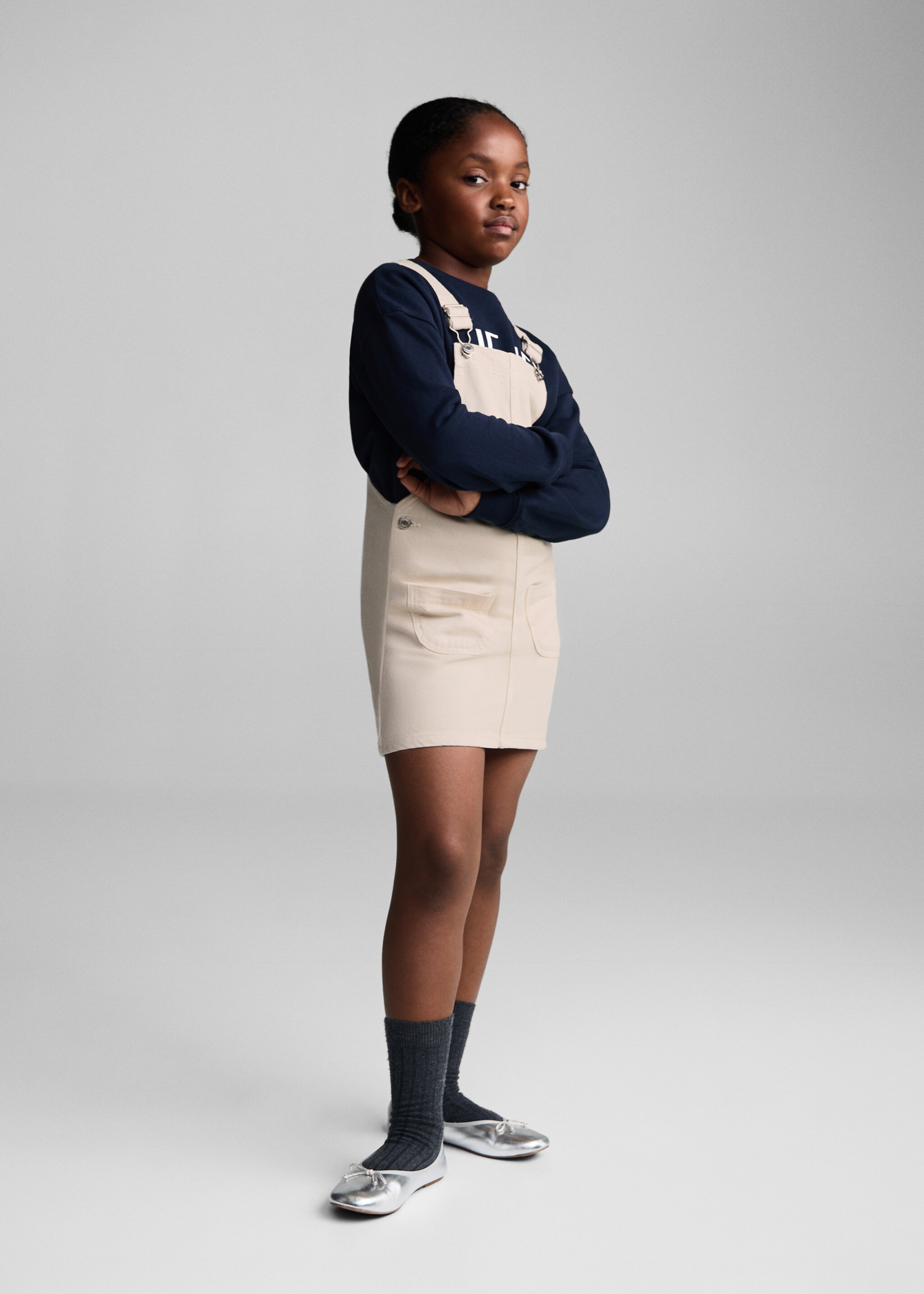 Short denim pinafore - General plane