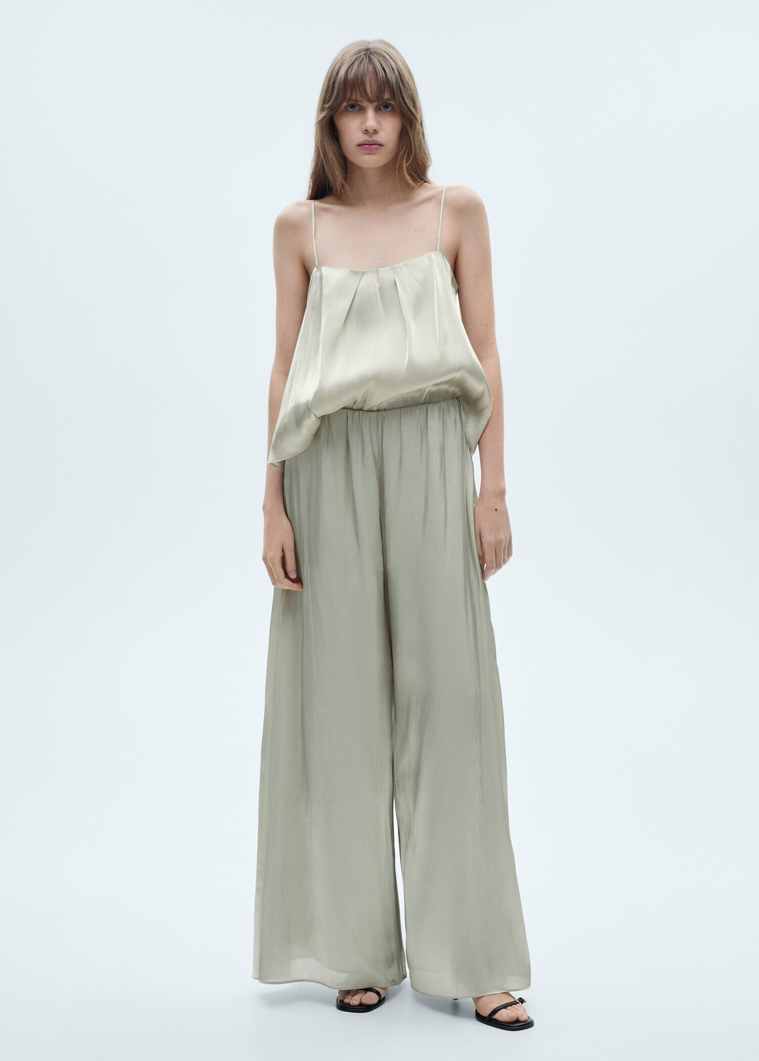 Flowy satin trousers - General plane