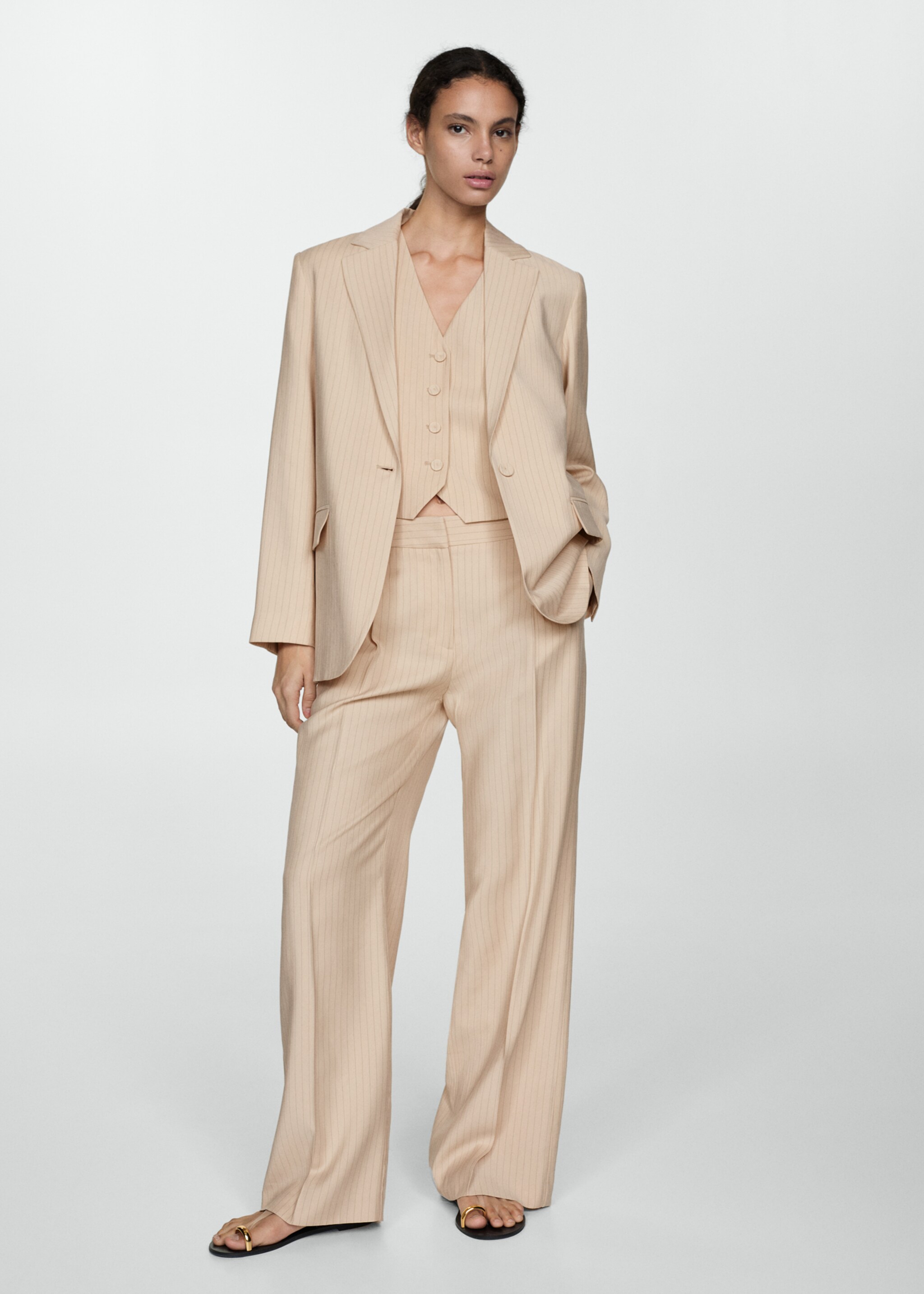Striped suit waistcoat - General plane, Beige. Ref: 77064025-00.