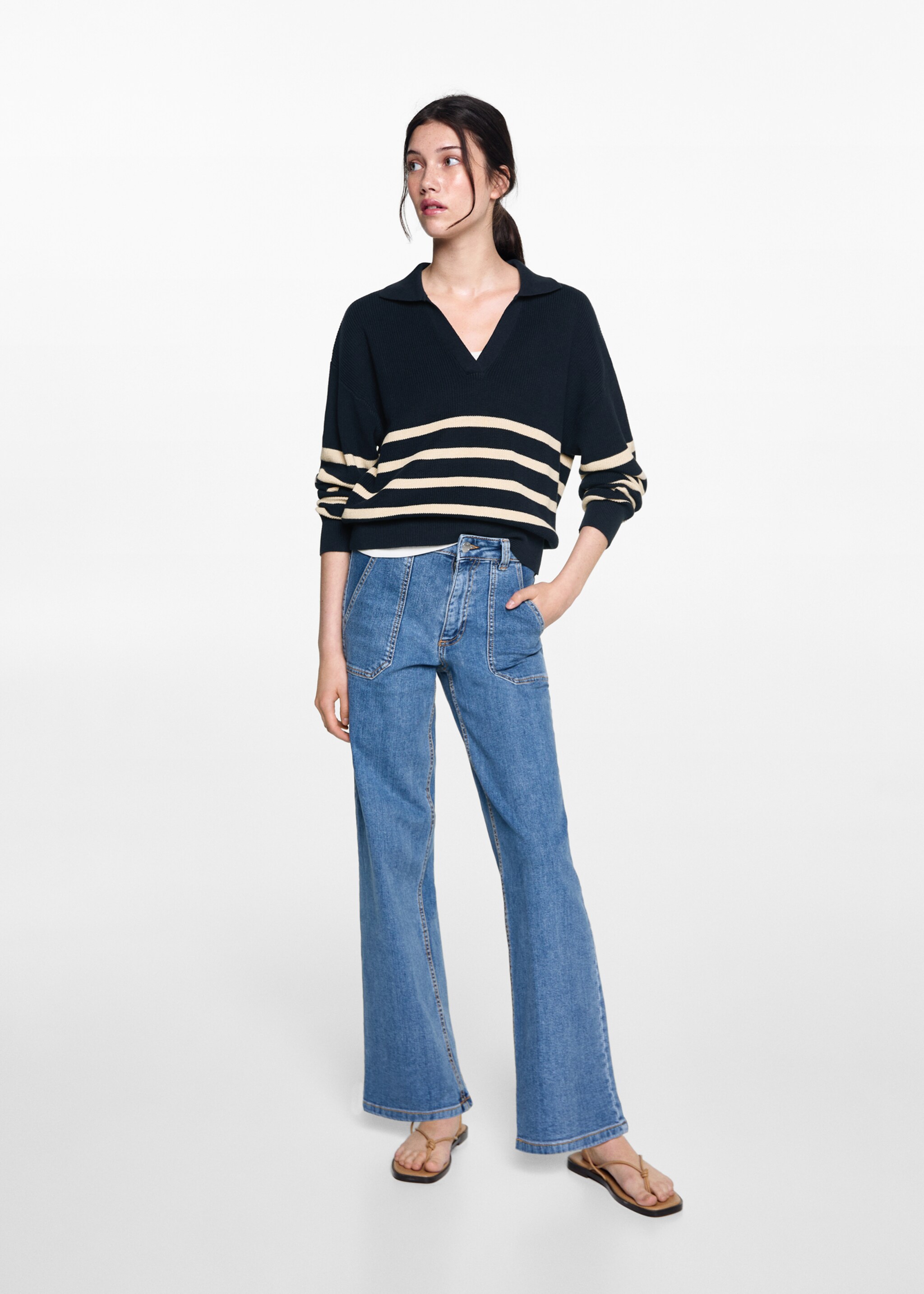 Knit striped sweater - General plane, Dark Navy. Ref: 77064039-00.