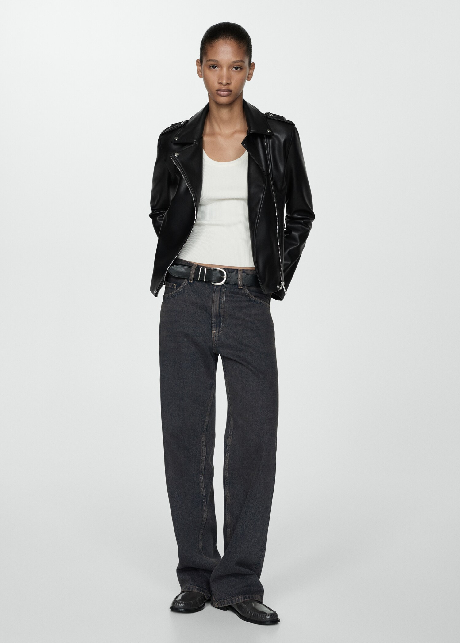 Leather-effect biker jacket - General plane