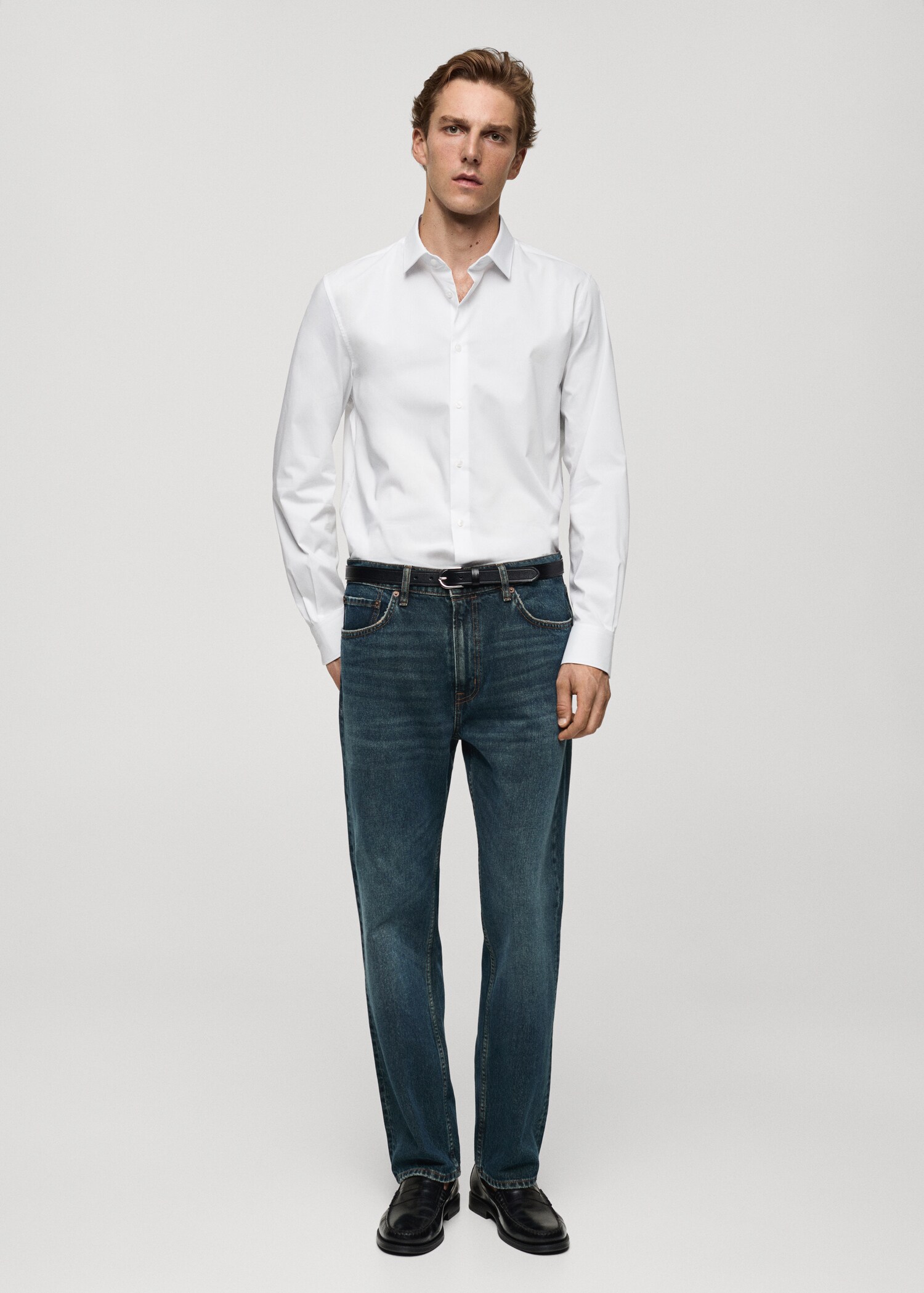 Camisa regular fit cotó stretch - Pla general