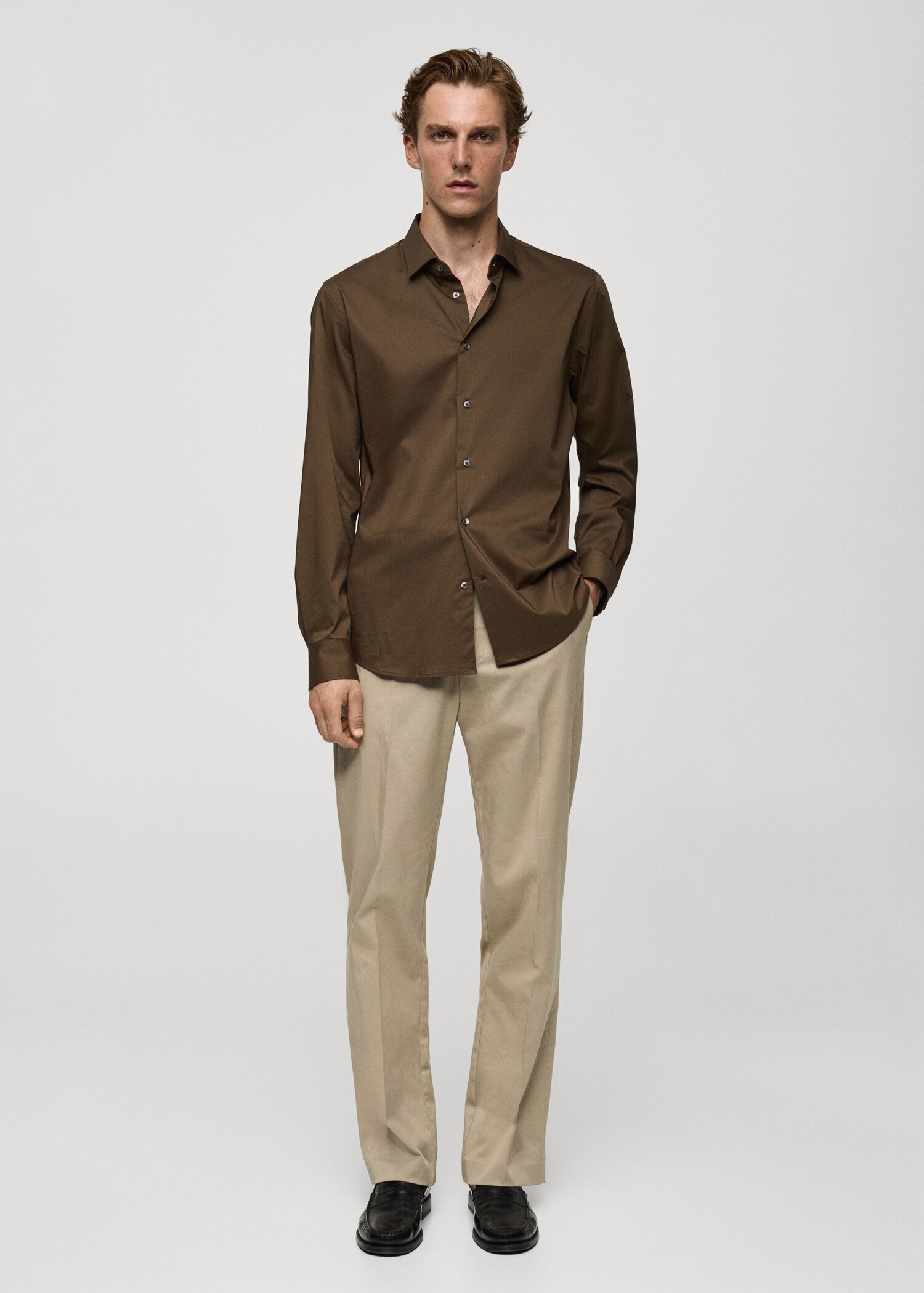 Camisa regular fit cotó stretch - Pla general