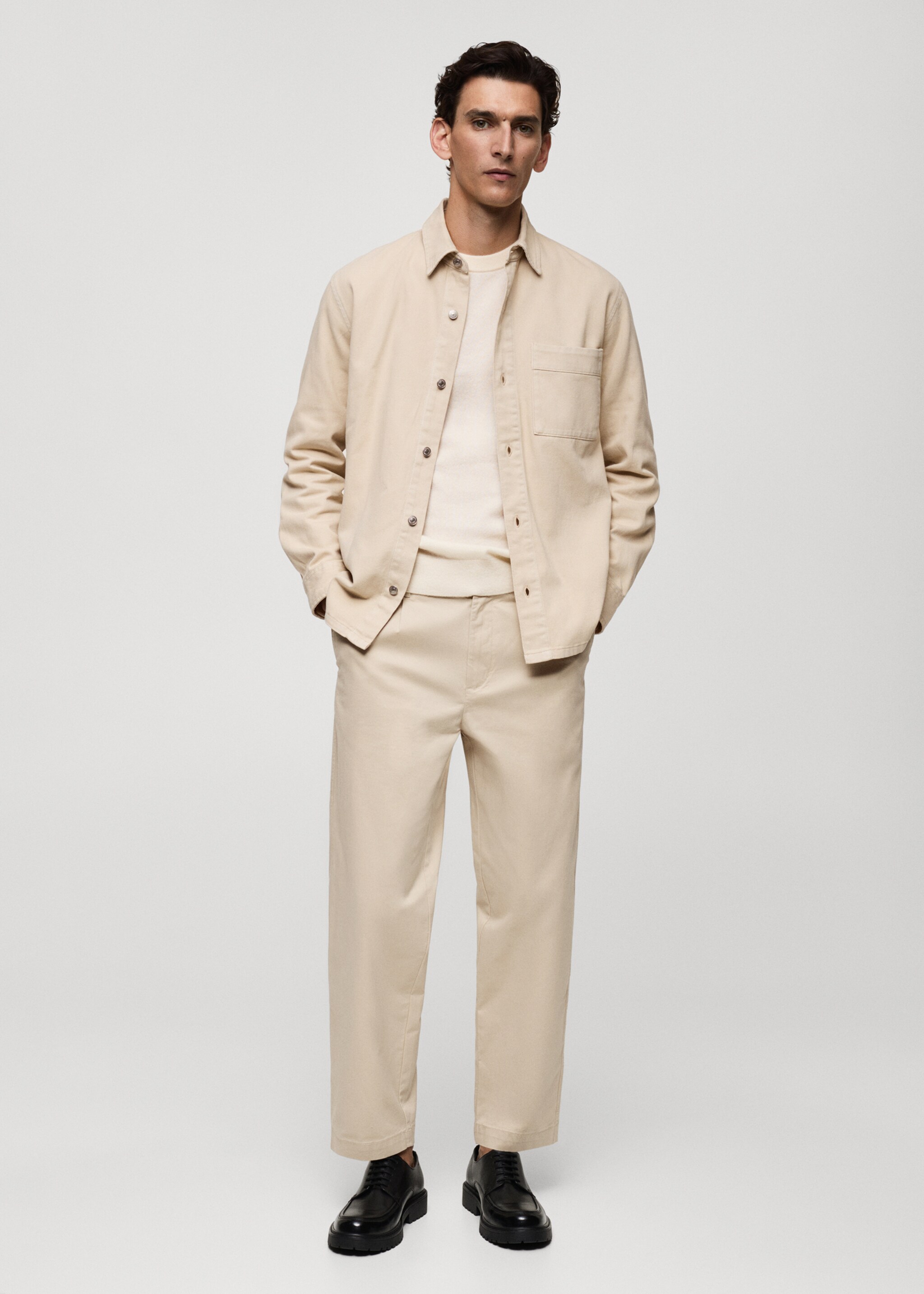 Pocket denim overshirt - General plane, Beige. Ref: 77064440-00.