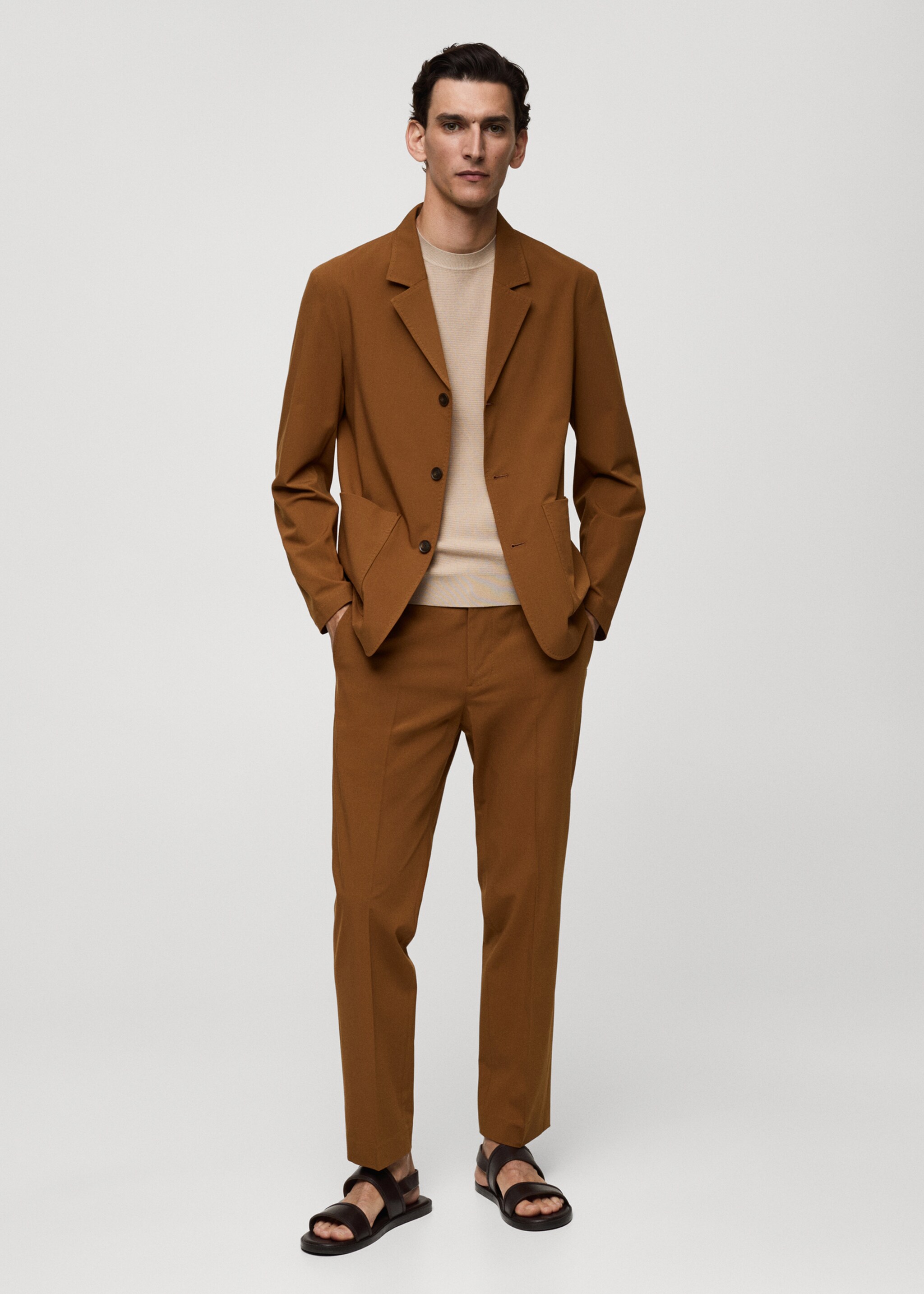 Americana vestit slim fit butxaques - Pla general, Taronja torrat. Ref: 77064444-00.