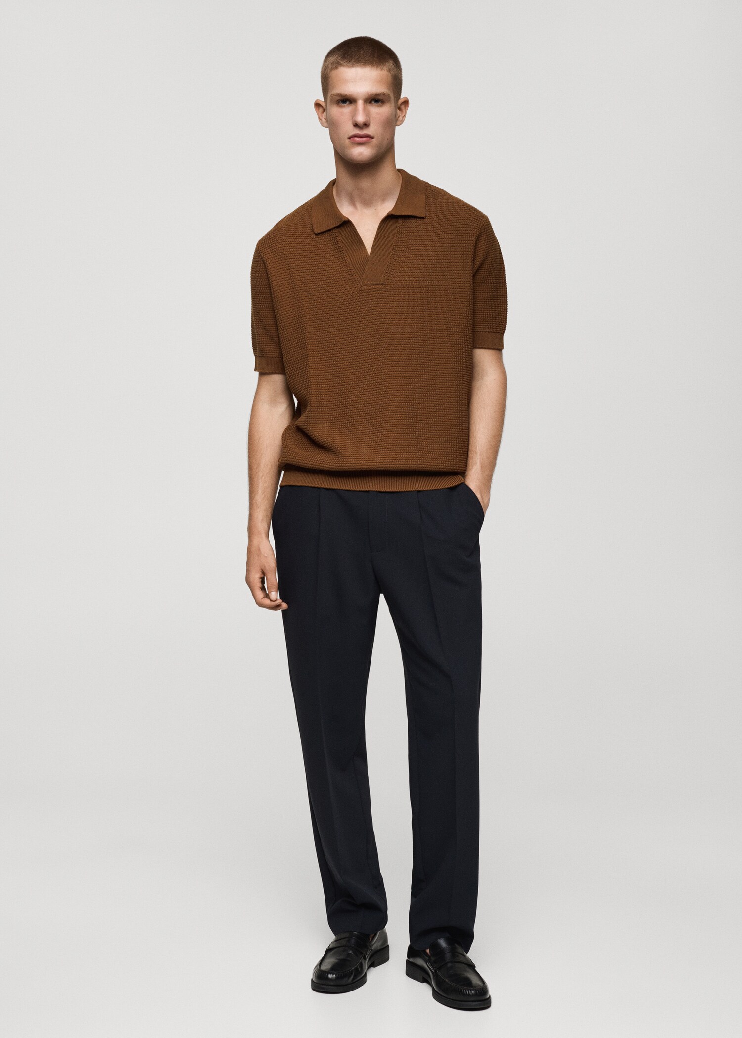 Medium-knit cotton structure polo - General plane
