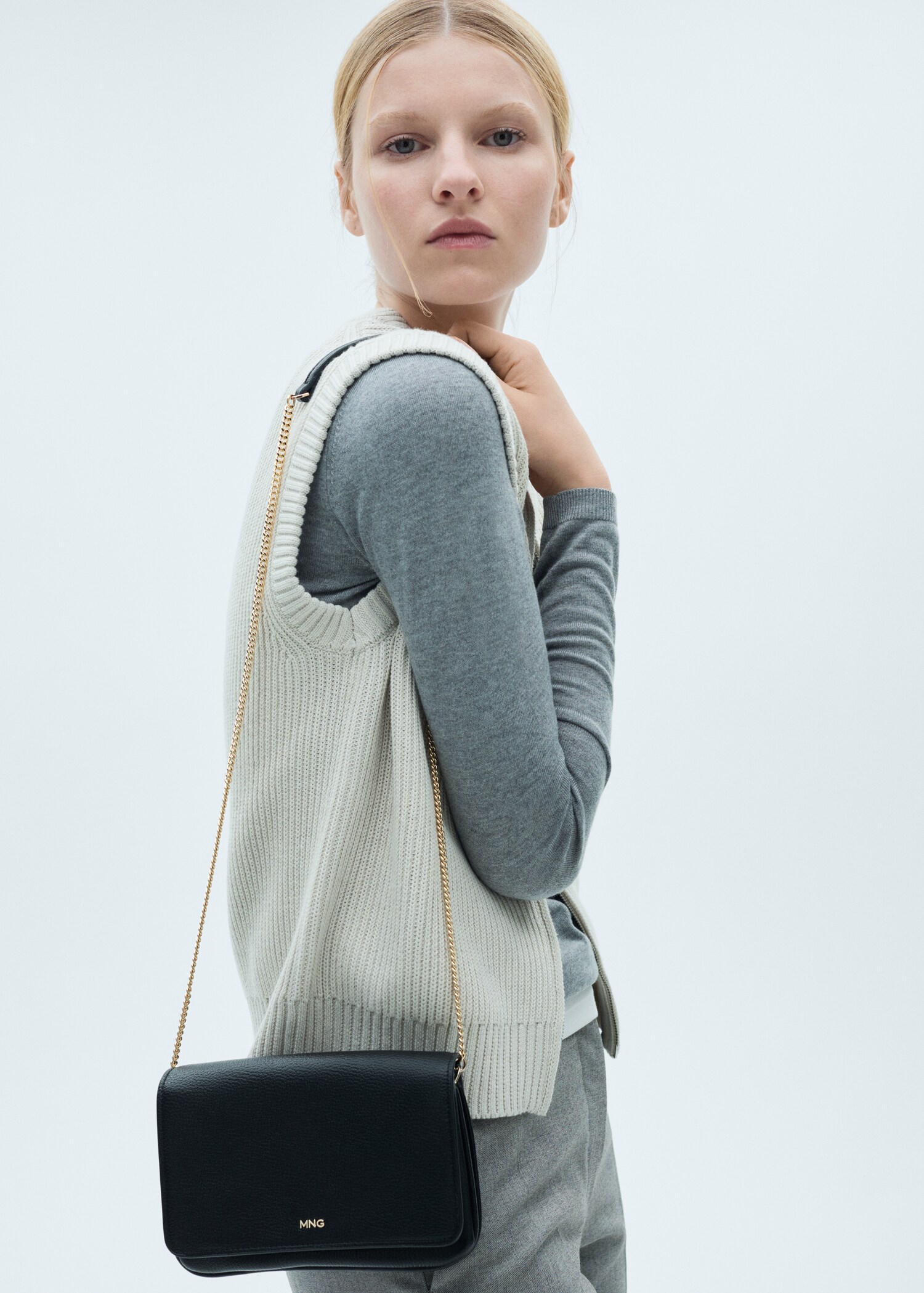 Damen Handtasche Tasche Mit Kette Mango Mango Handtasche Schwarz