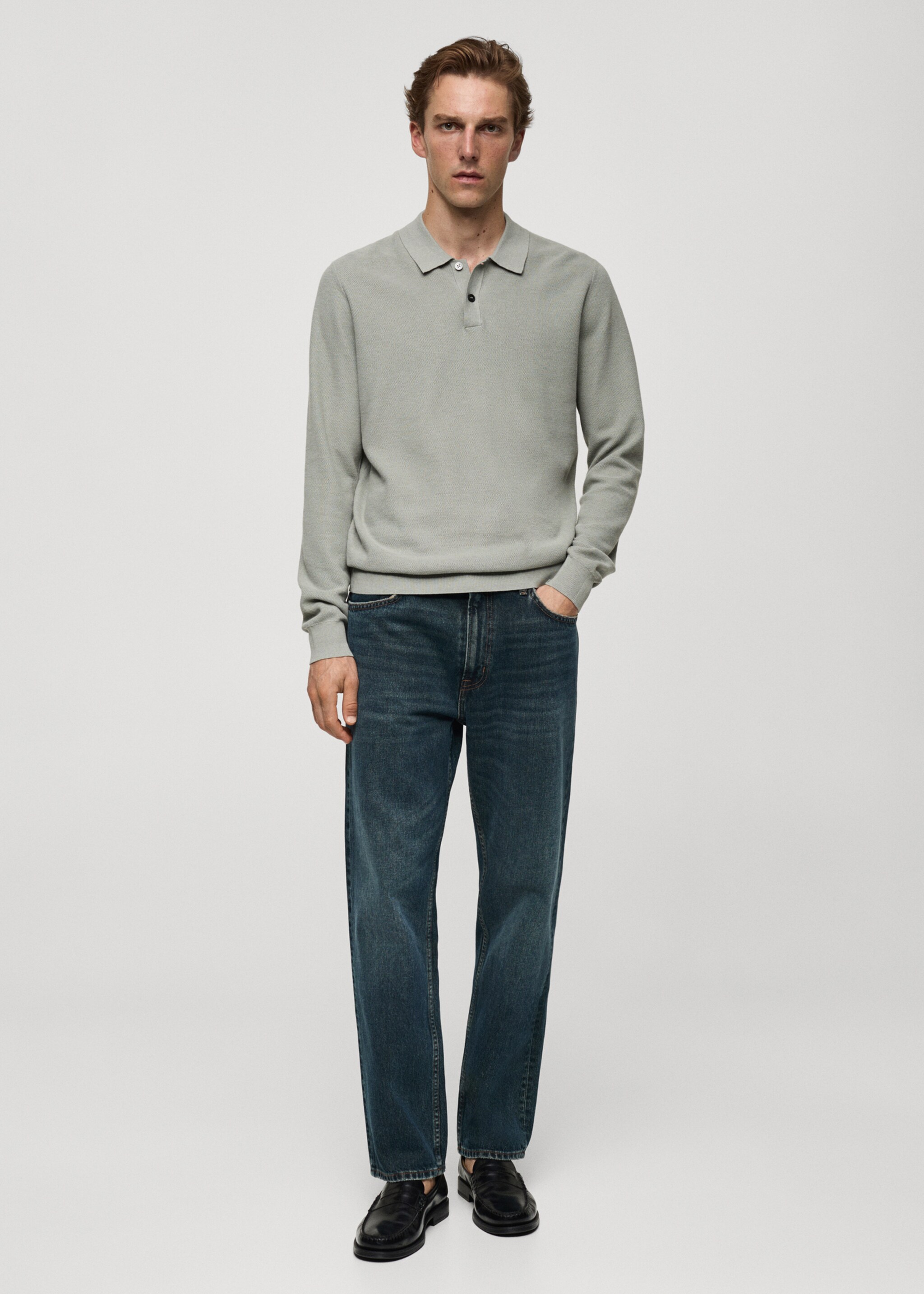 Jeans straight fit lavado oscuro desgastado - Plano general