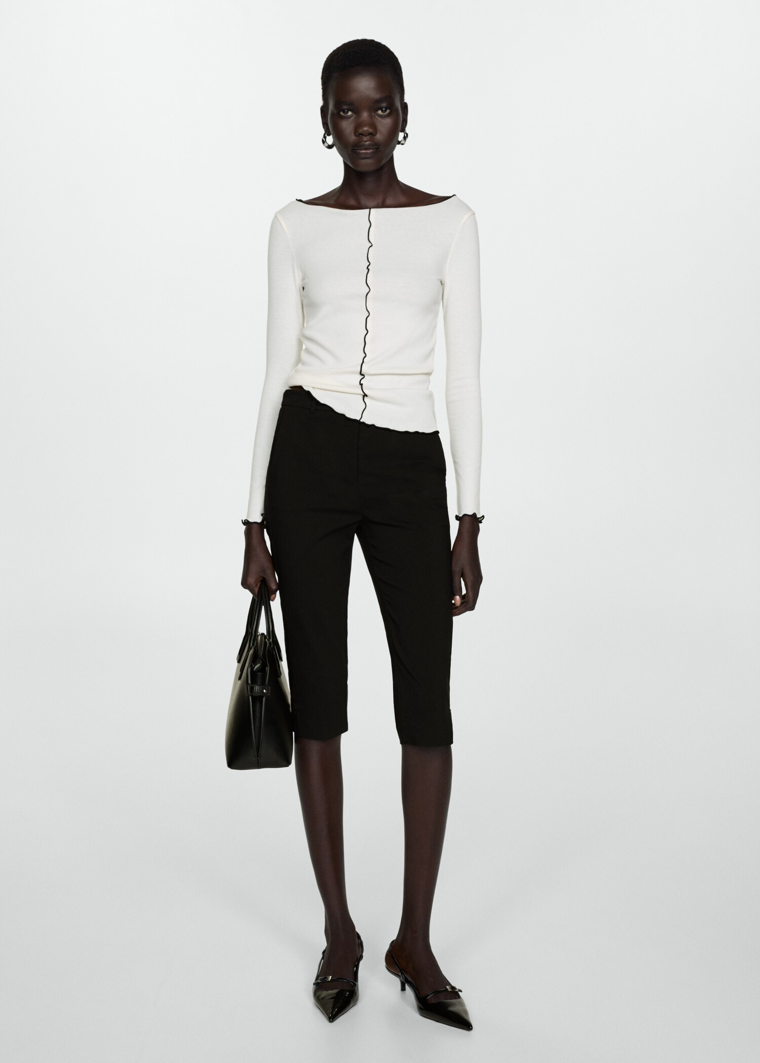 Langarm-T-Shirt mit Ziernähten - Allgemeine Ansicht