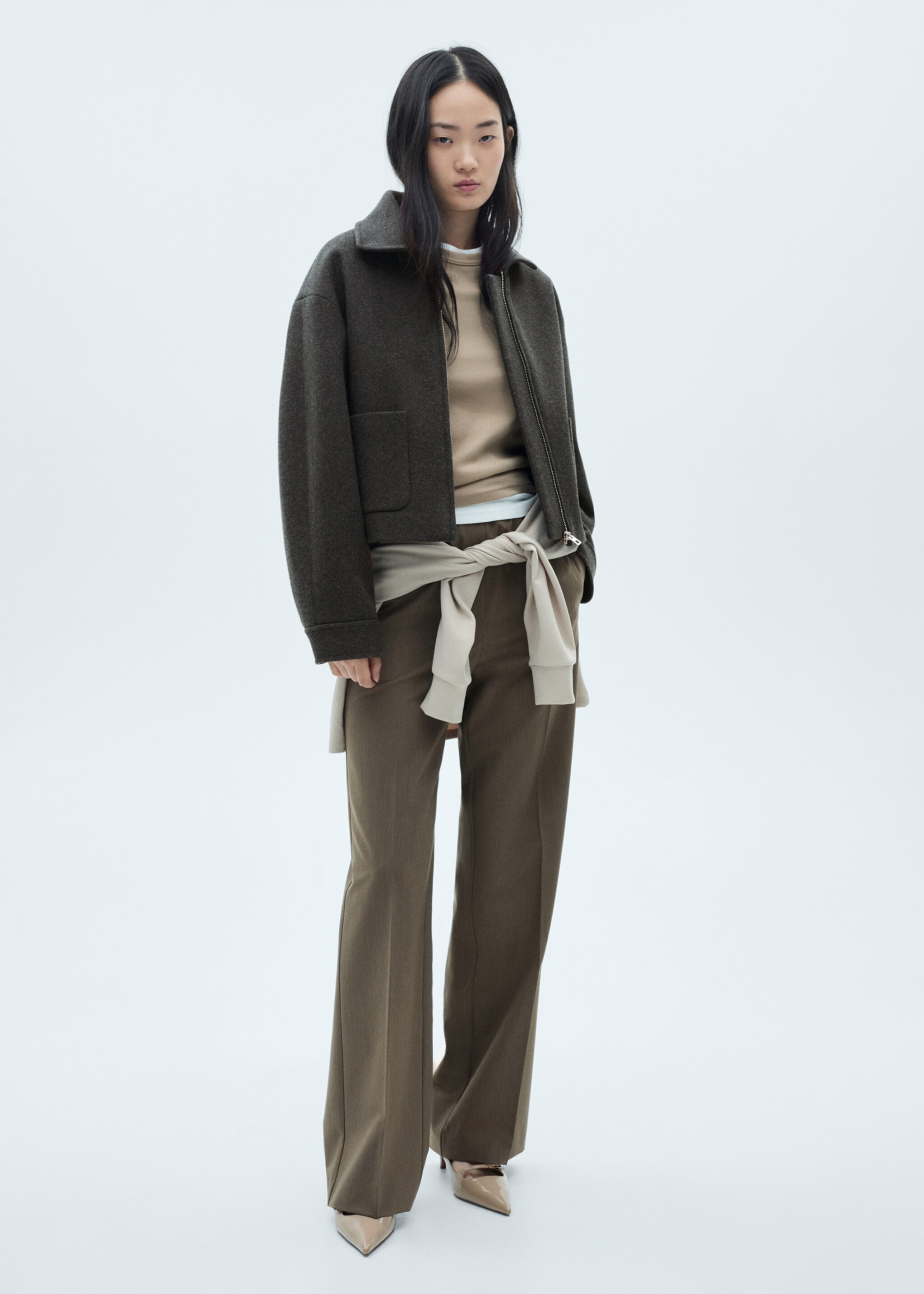 Crop-Jacke mit Taschen - Allgemeine Ansicht, Grau. Ref: 77065648-00.