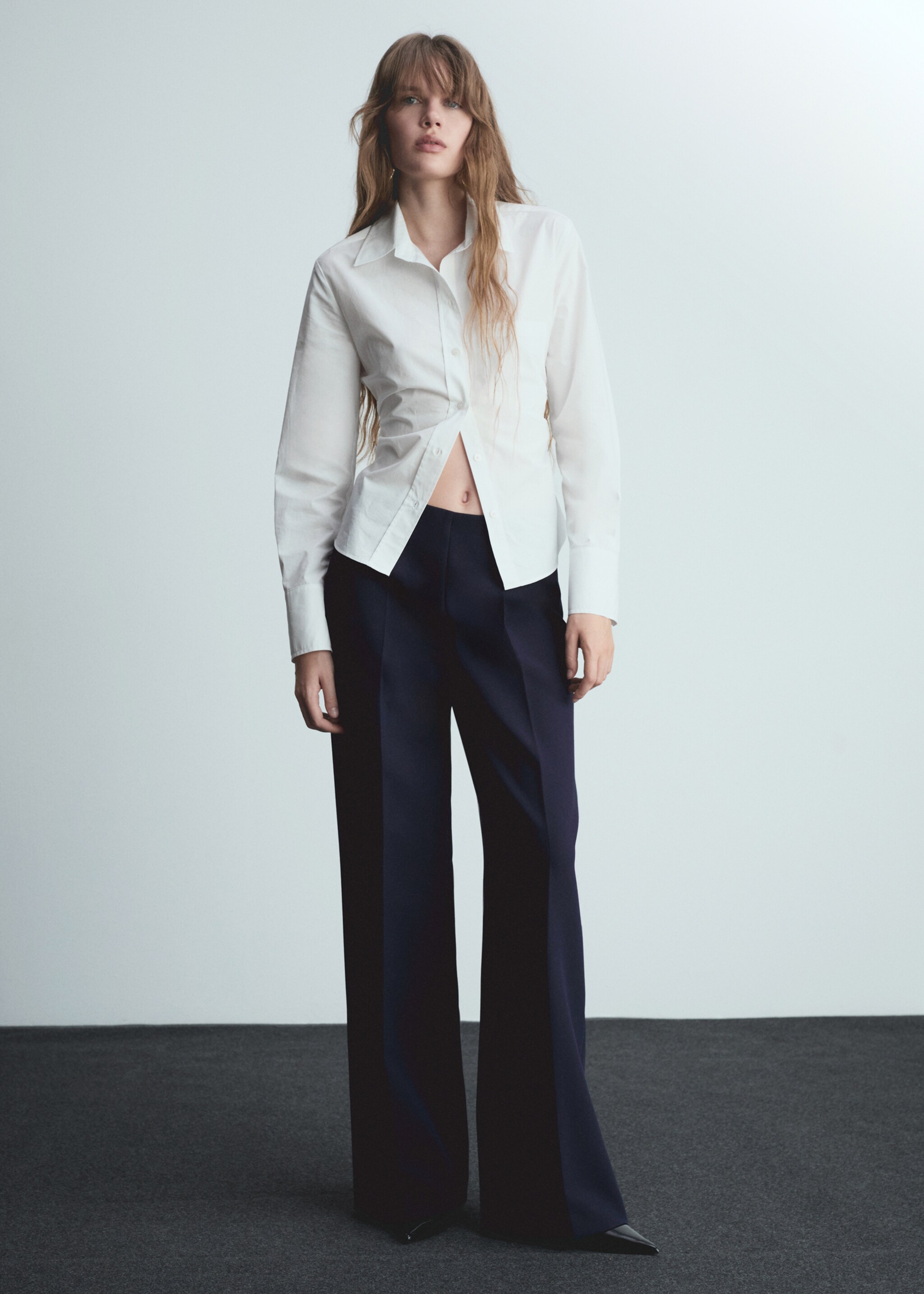 Wideleg pleated trousers - General plane, Dark Navy. Ref: 77065674-00.